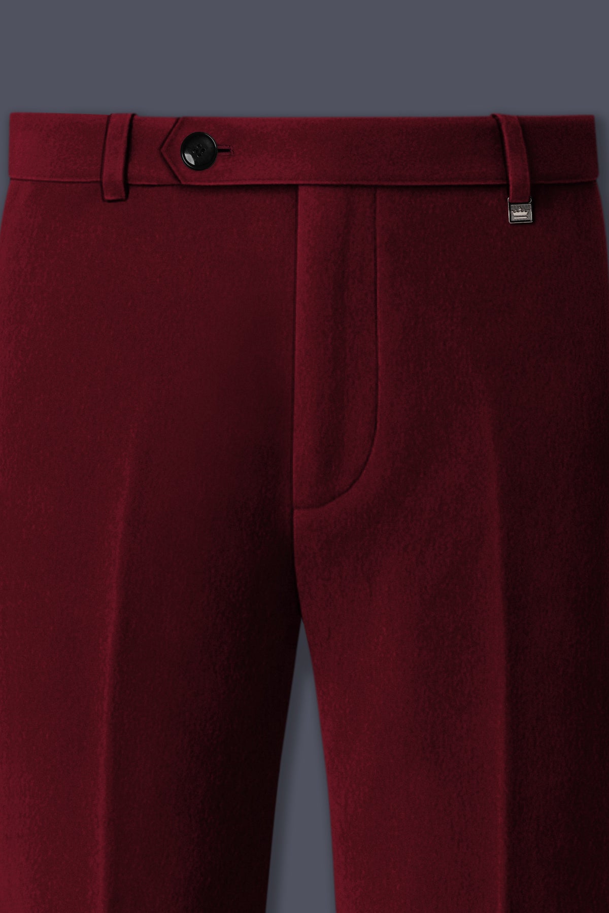 Aurelio-Aubergine Red Velvet Stretchable Waistband Pant
