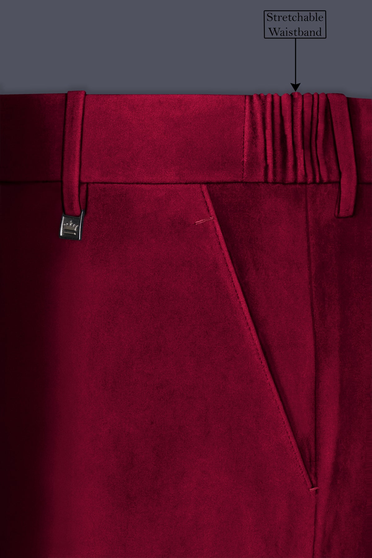 Nocturne-Cab Sav Maroon Velvet Stretchable Waistband Pant