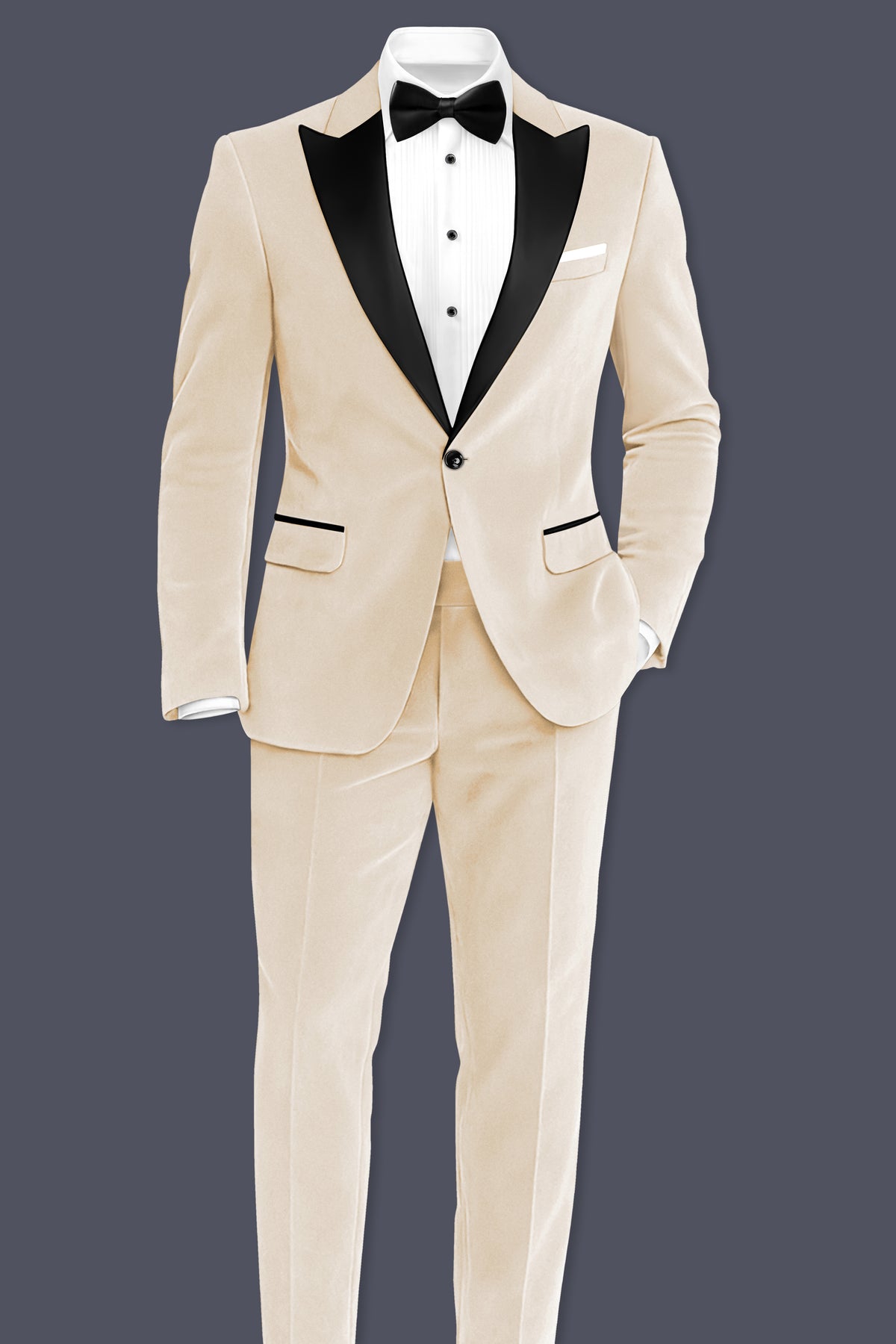 Opaline-Off White Velvet Stretchable Waistband Pant
