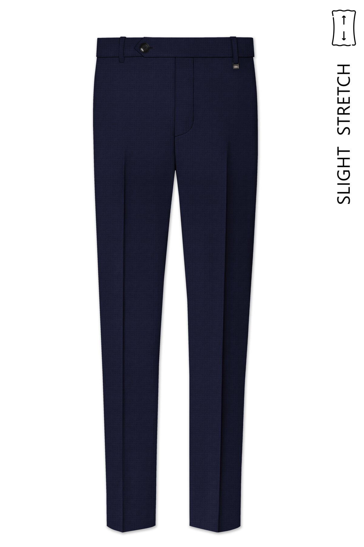 Nocturne-Mirage Navy Diamond Textured Wool Rich Slight Stretch Waistband Pant