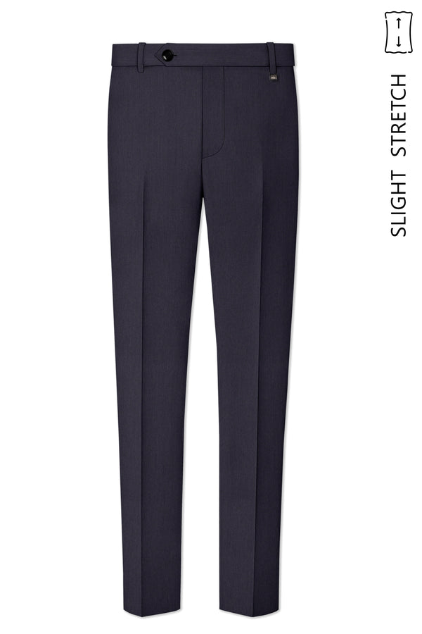 Aurelio-Charade Gray Diamond Textured Wool Rich Slight Stretch Waistband Pant