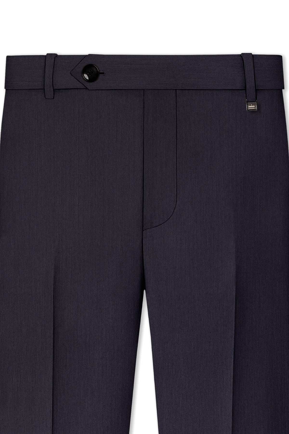Aurelio-Charade Gray Diamond Textured Wool Rich Slight Stretch Waistband Pant