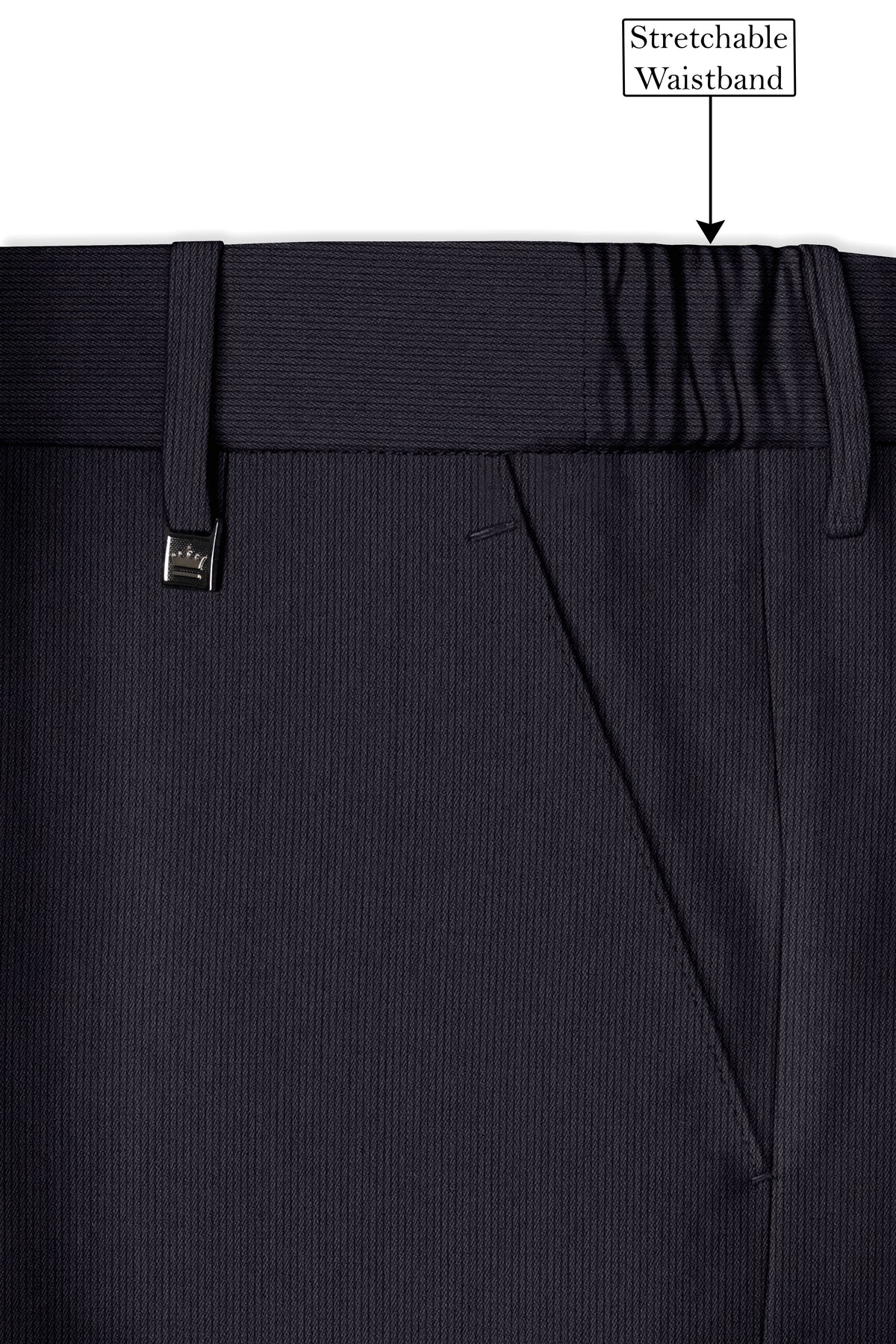 Aurelio-Charade Gray Diamond Textured Wool Rich Slight Stretch Waistband Pant