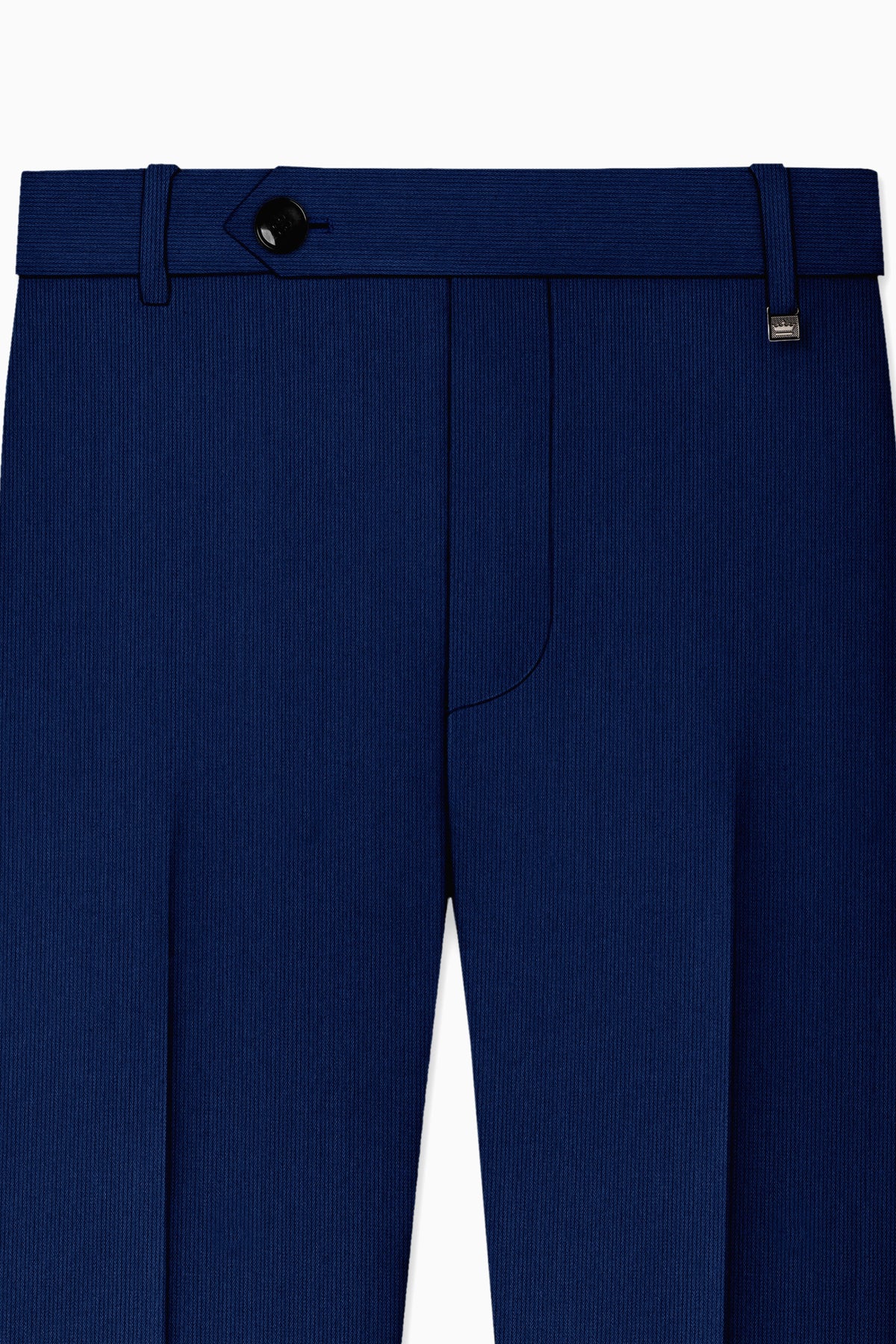 Velmont-Bunting Blue Diamond Textured Wool Rich Slight Stretch Waistband Pant