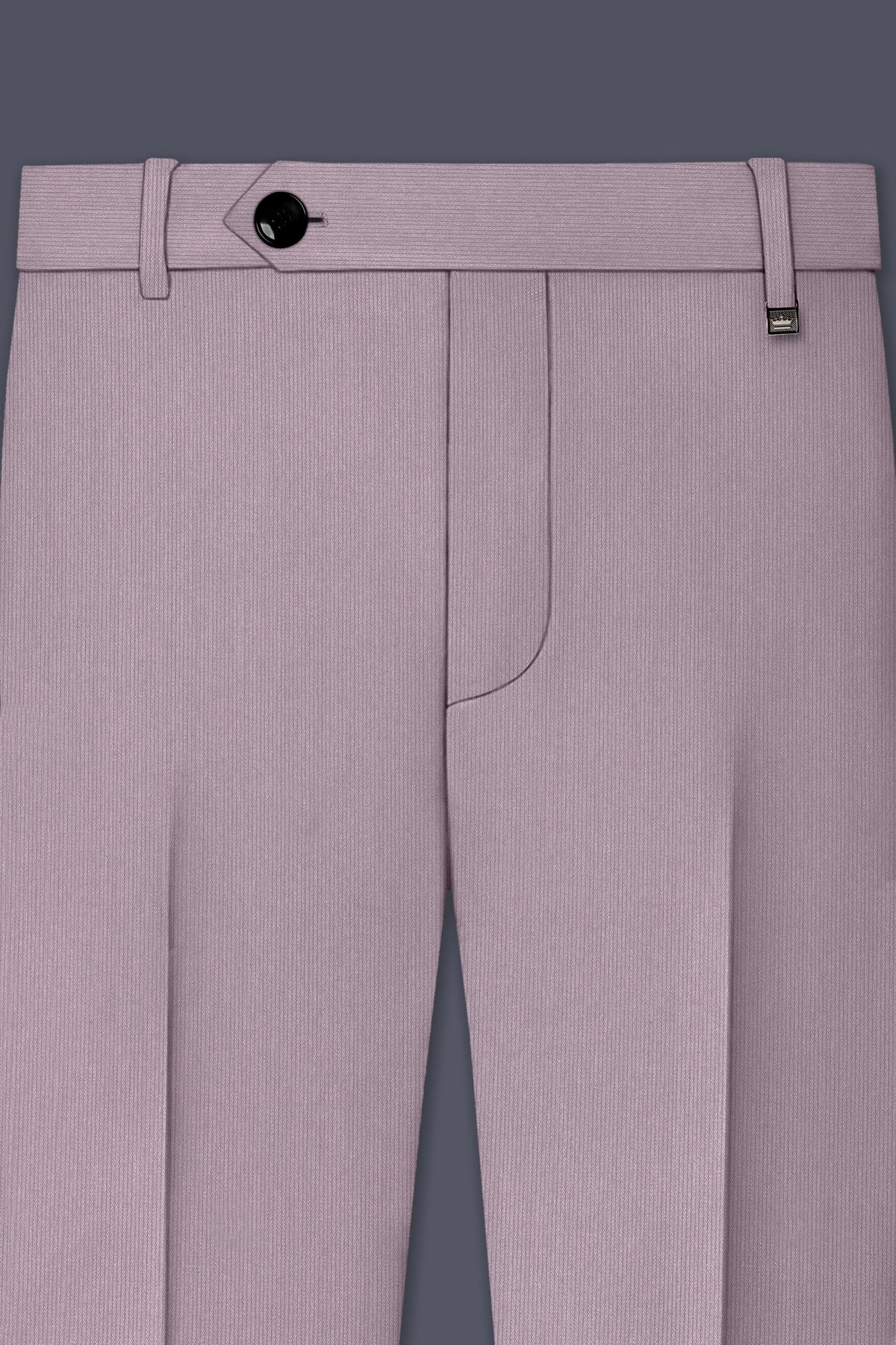 Celeste-Martini Pink Diamond Textured Wool Rich Slight Stretch Waistband Pant