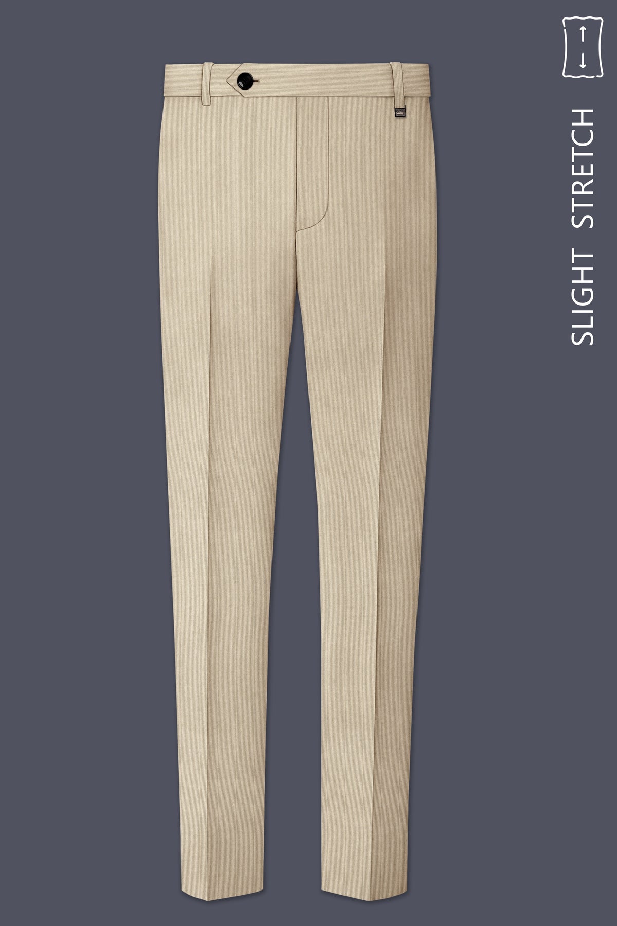 Ivoria-Vanilla Cream Diamond Textured Wool Rich Slight Stretch Waistband Pant
