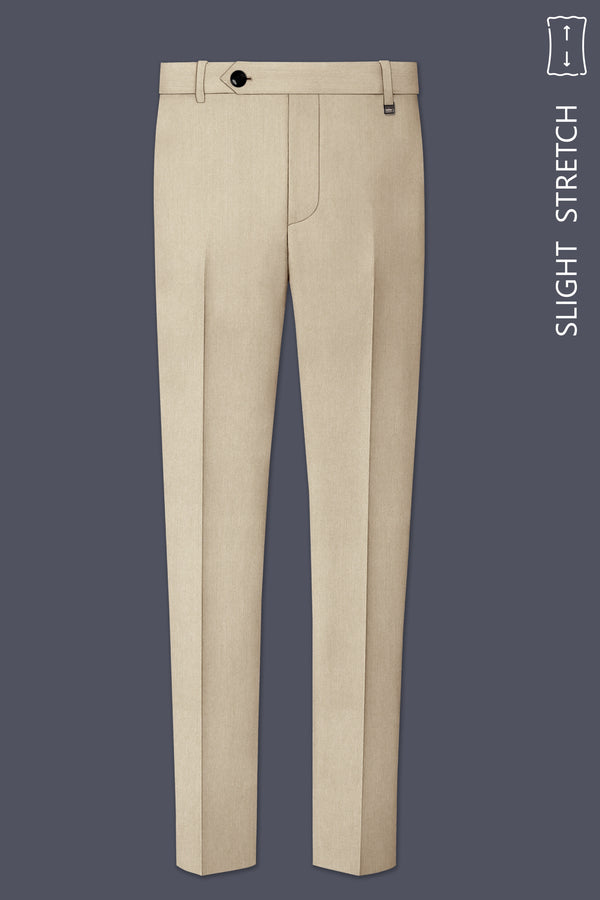 Ivoria-Vanilla Cream Diamond Textured Wool Rich Slight Stretch Waistband Pant