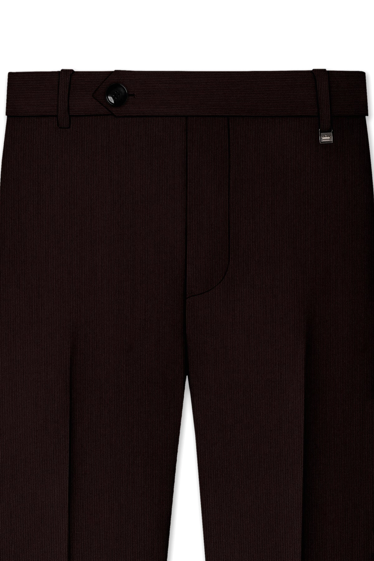 Terrano-Creole Brown Diamond Textured Wool Rich Slight Stretch Waistband Pant