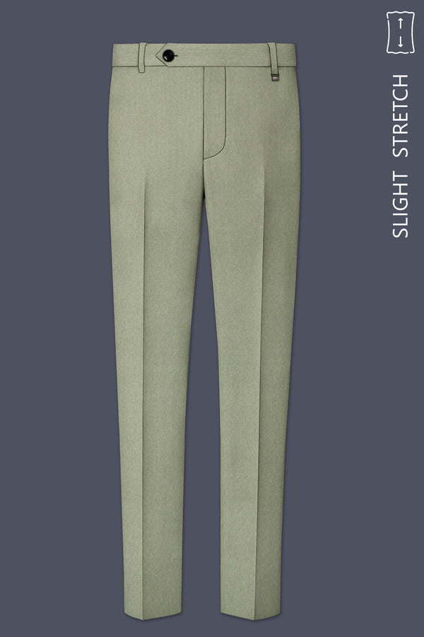 Elysian-Sage Green Diamond Textured Wool Rich Slight Stretch Waistband Pant