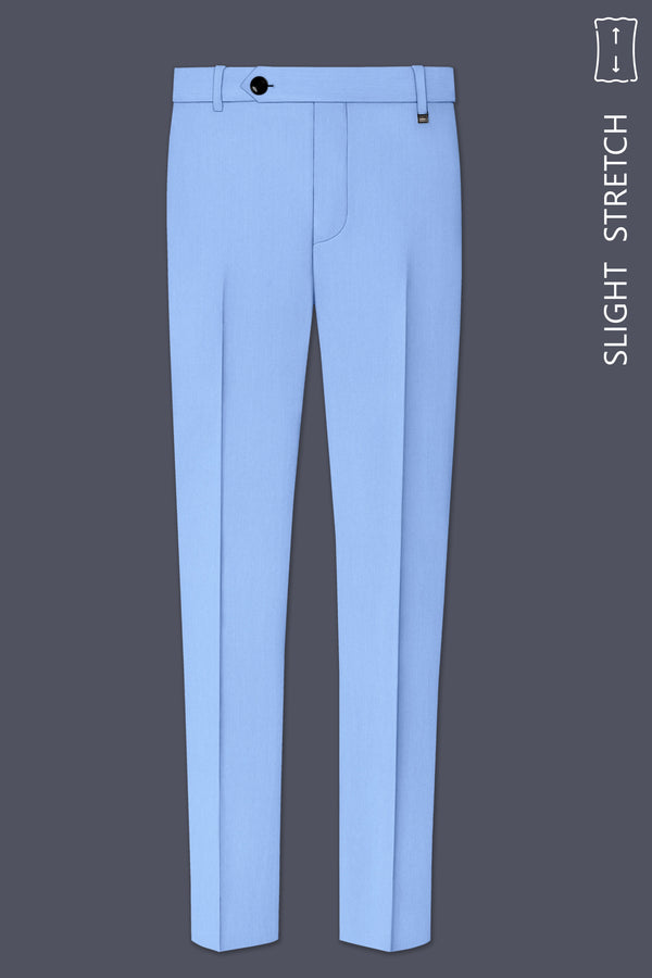 Cobalt-Jordy Blue Diamond Textured Wool Rich Slight Stretch Waistband Pant