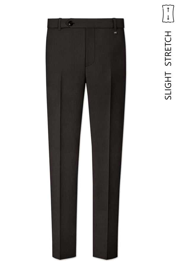 Grayson-Zeus Brown Diamond Textured Wool Rich Slight Stretch Waistband Pant