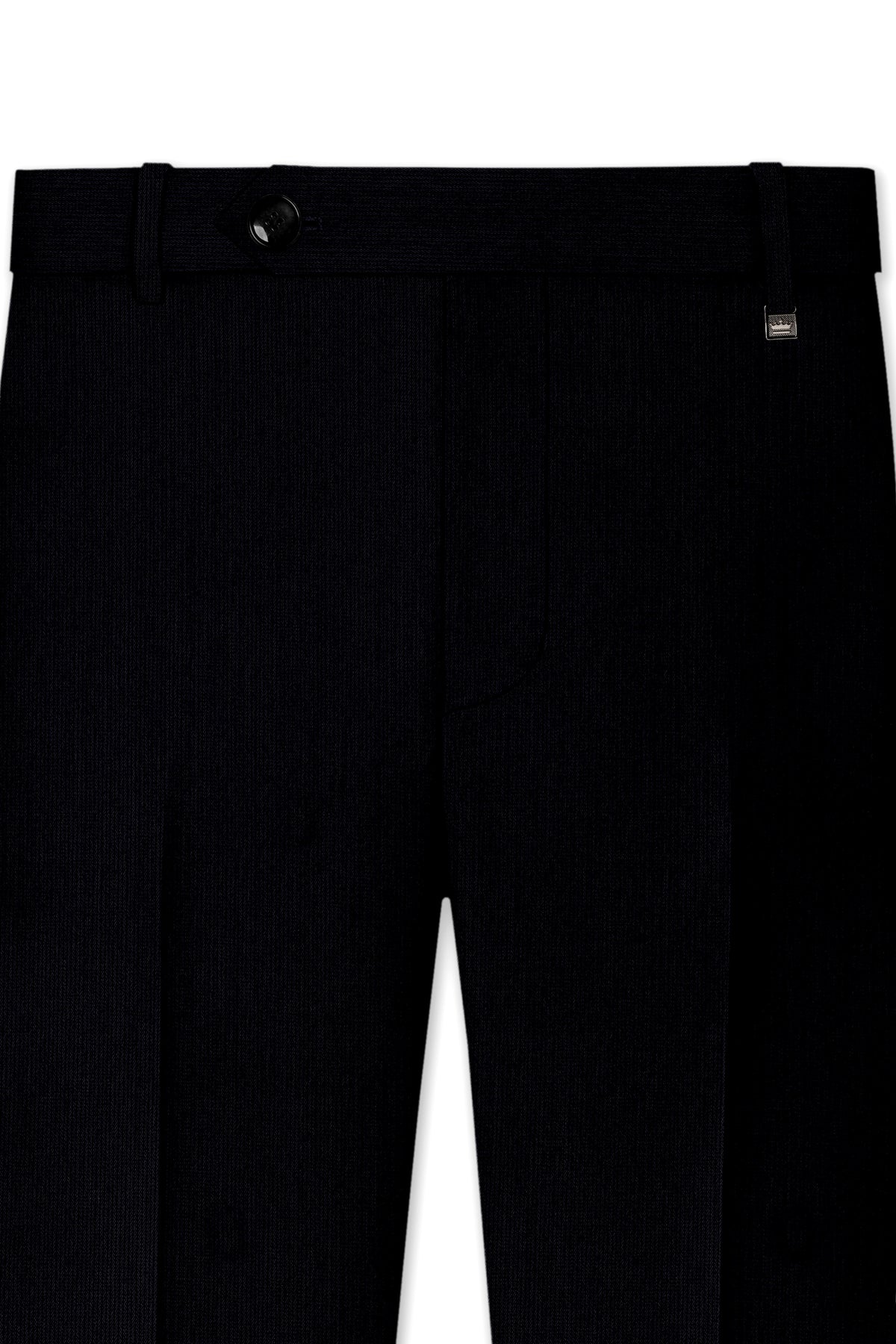 Onyx-Jade Black Diamond Textured Wool Rich Slight Stretch Waistband Pant
