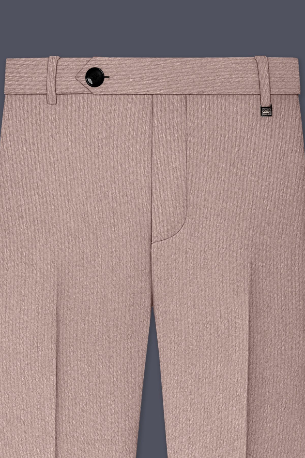 Amelio-Nomad Peach Diamond Textured Wool Rich Slight Stretch Waistband Pant