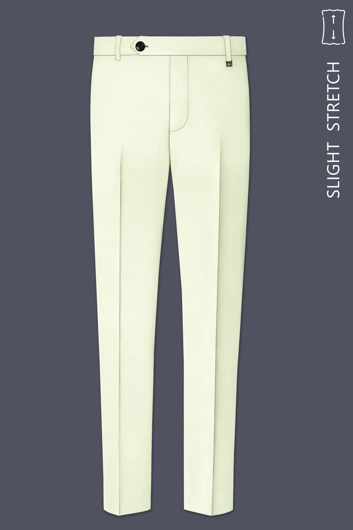 Verdant-Bud Green Diamond Textured Wool Rich Slight Stretch Waistband Pant