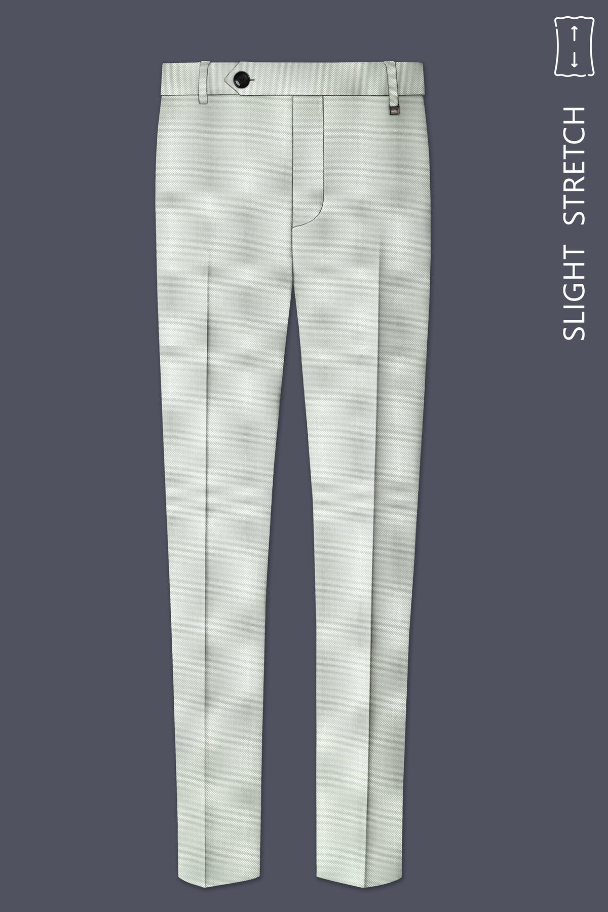 Cavell-Ash Gray Diamond Textured Wool Rich Slight Stretch Waistband Pant