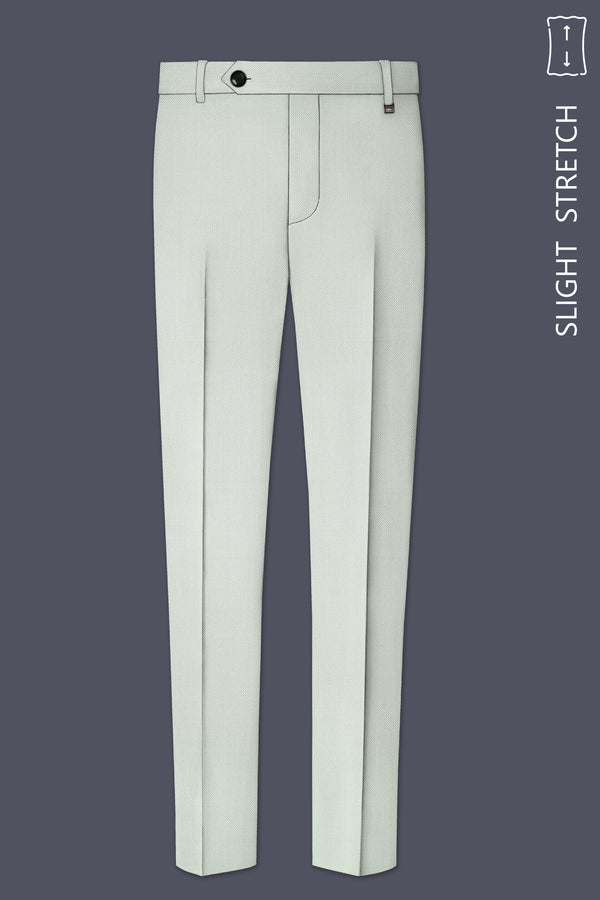 Cavell-Ash Gray Diamond Textured Wool Rich Slight Stretch Waistband Pant