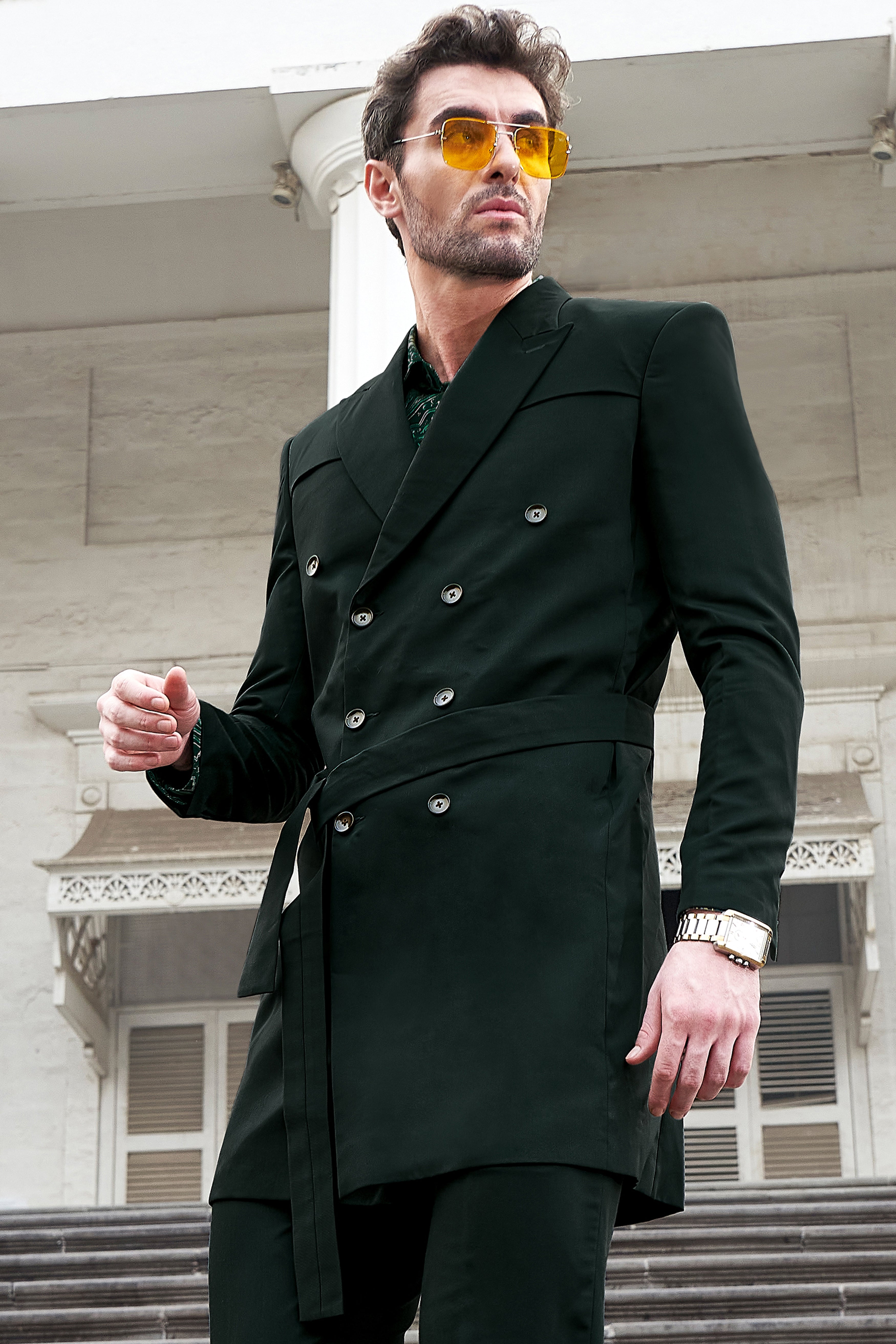 Dark green double breasted clearance coat