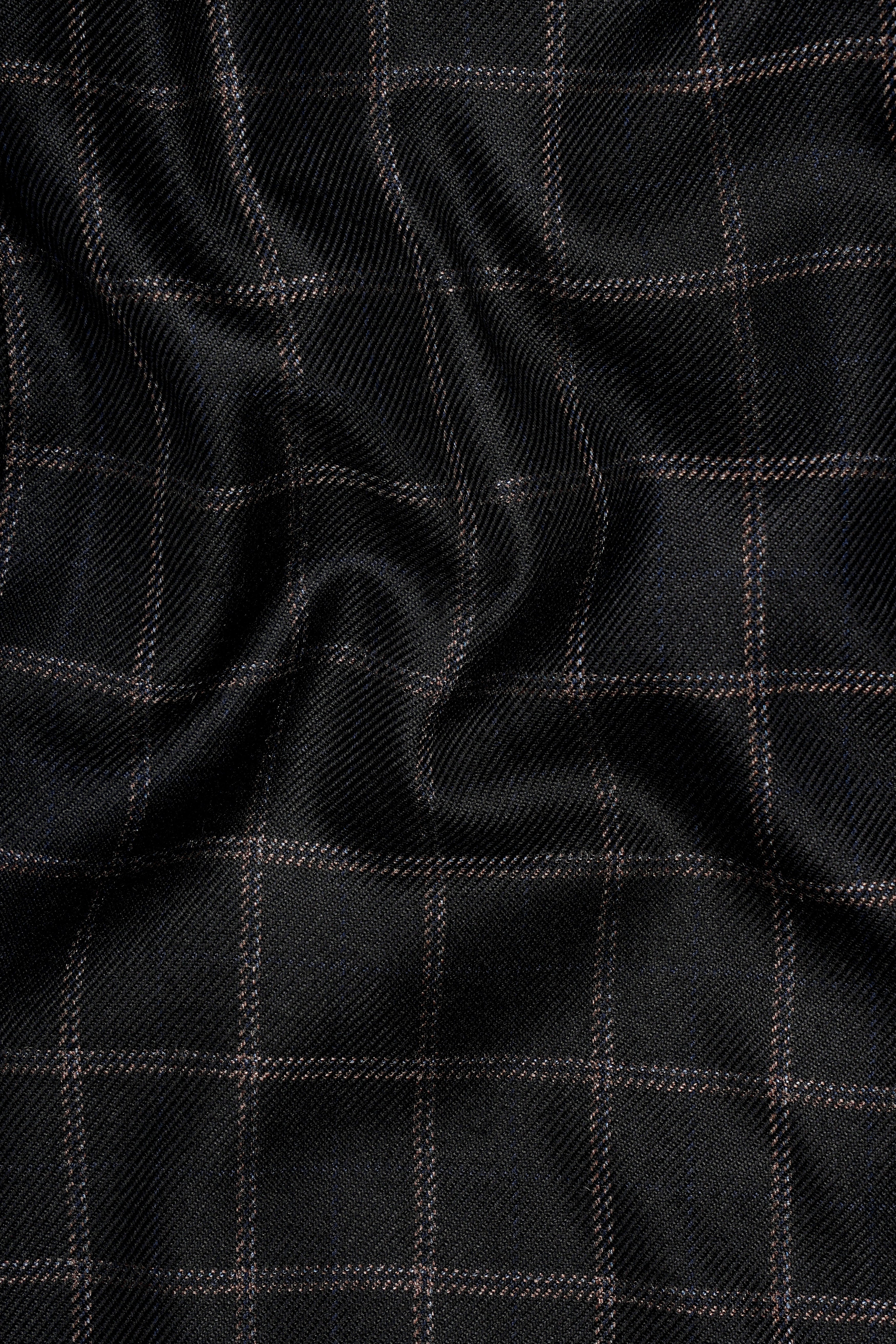 Jade Black and Saddle Brown Windowpane Tweed Trench Coat