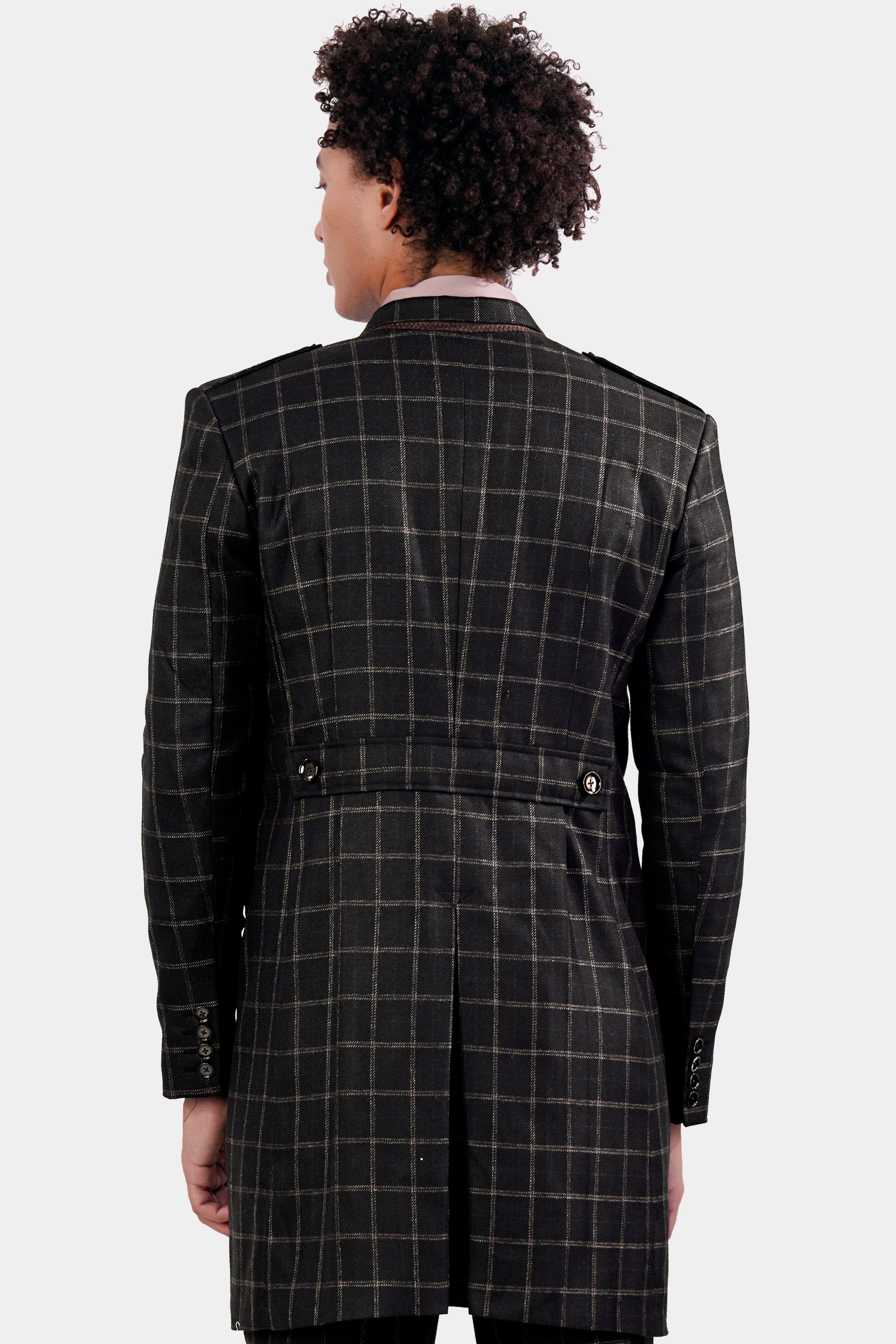 Black check outlet coat