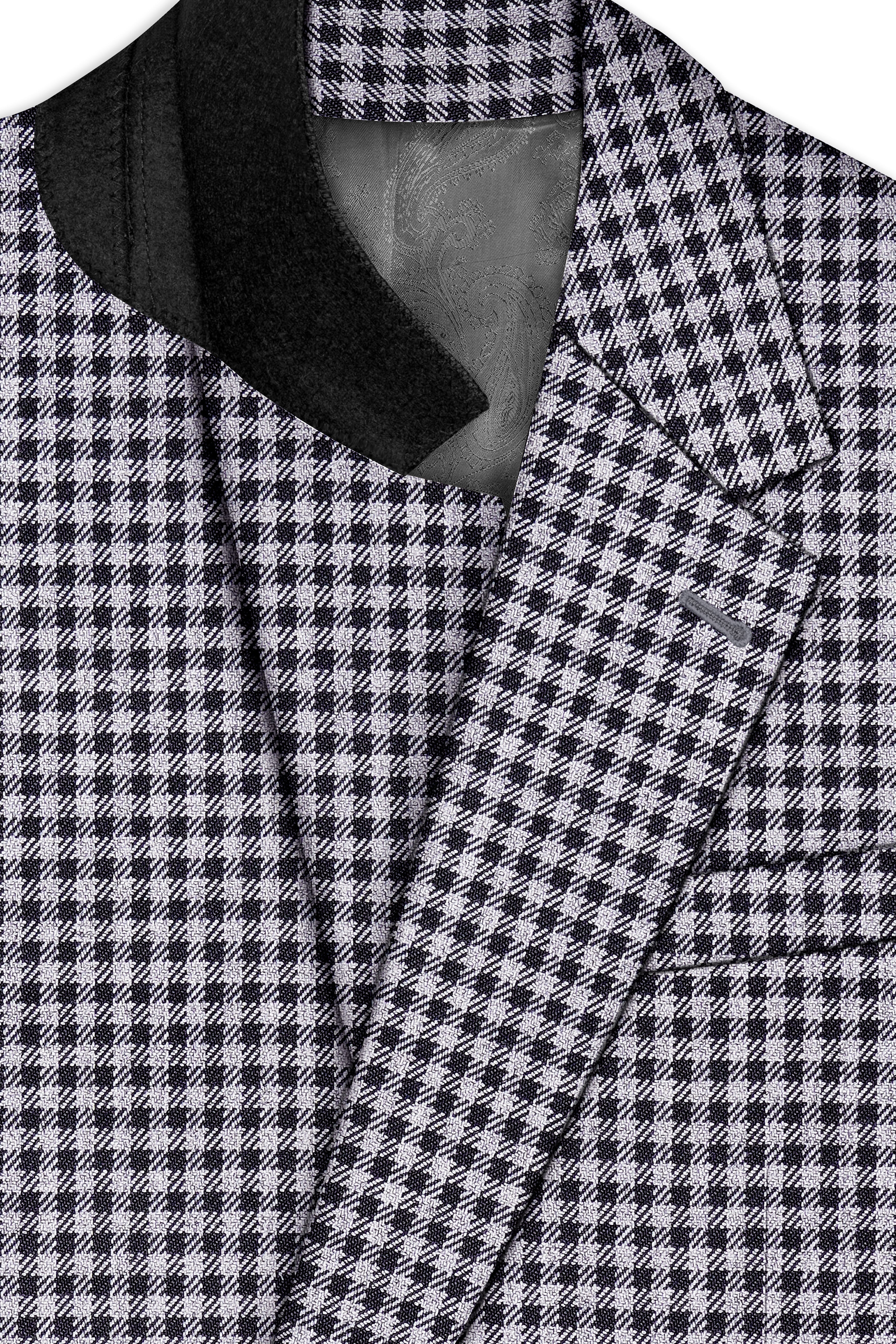 Graphite-Metallic Gray And Tuatara Gingham Plaid Tweed Single Breasted Trench Coat