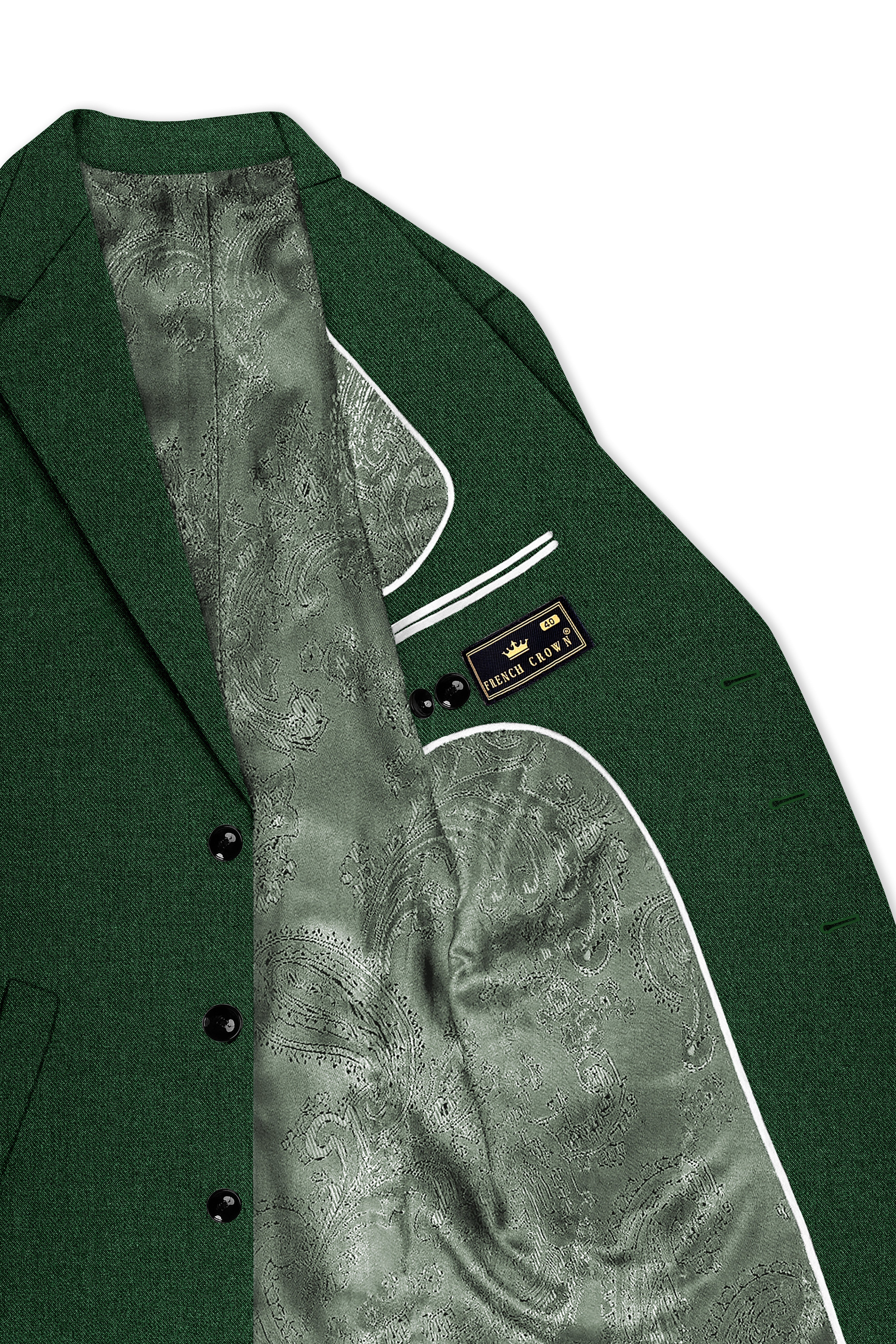 Virenza-Mystle Green Textured Tweed Single Breasted Overcoat