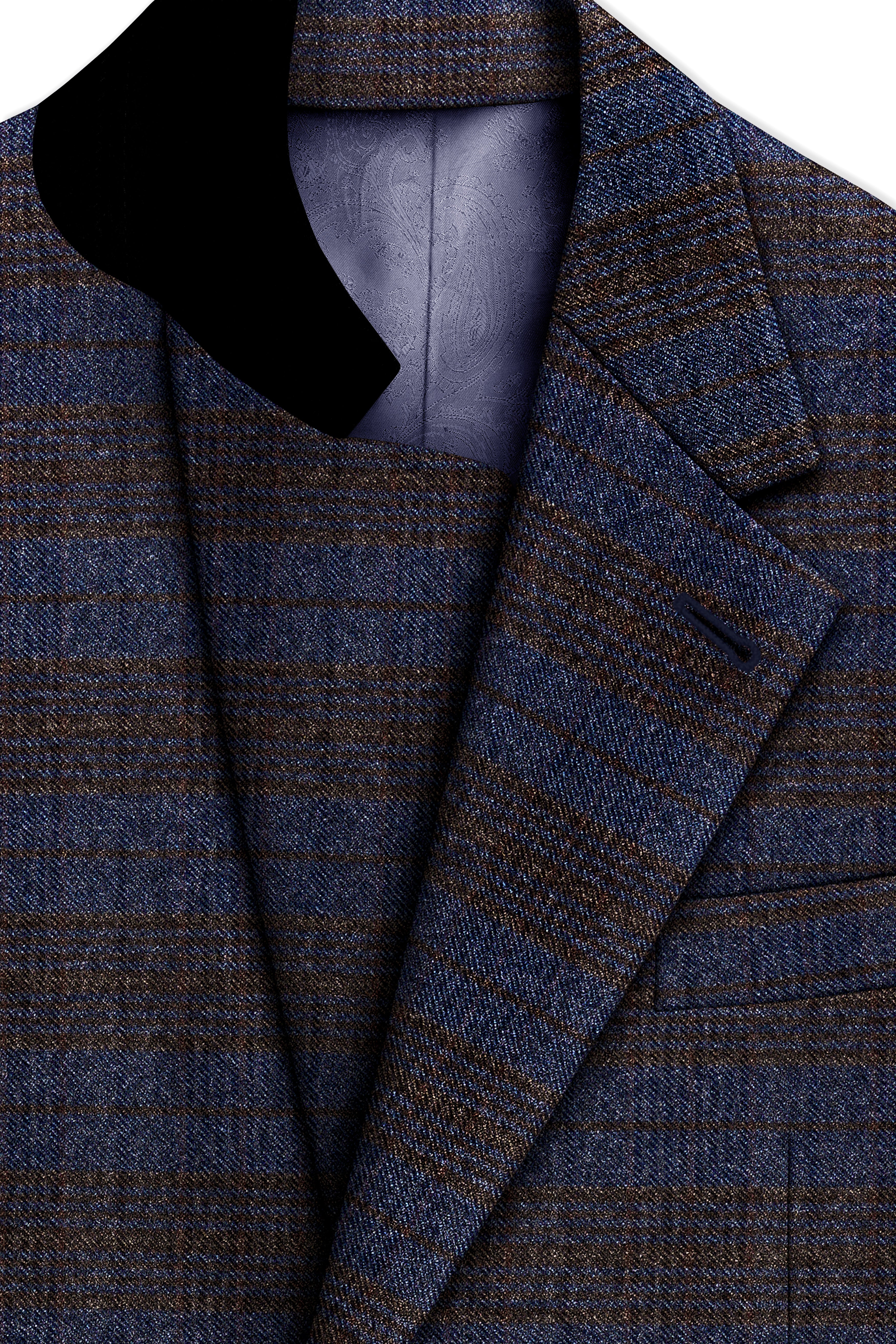 Velourish-Tealish Blue And Tuatara Gray Glen Plaid Tweed Single Breasted Overcoat