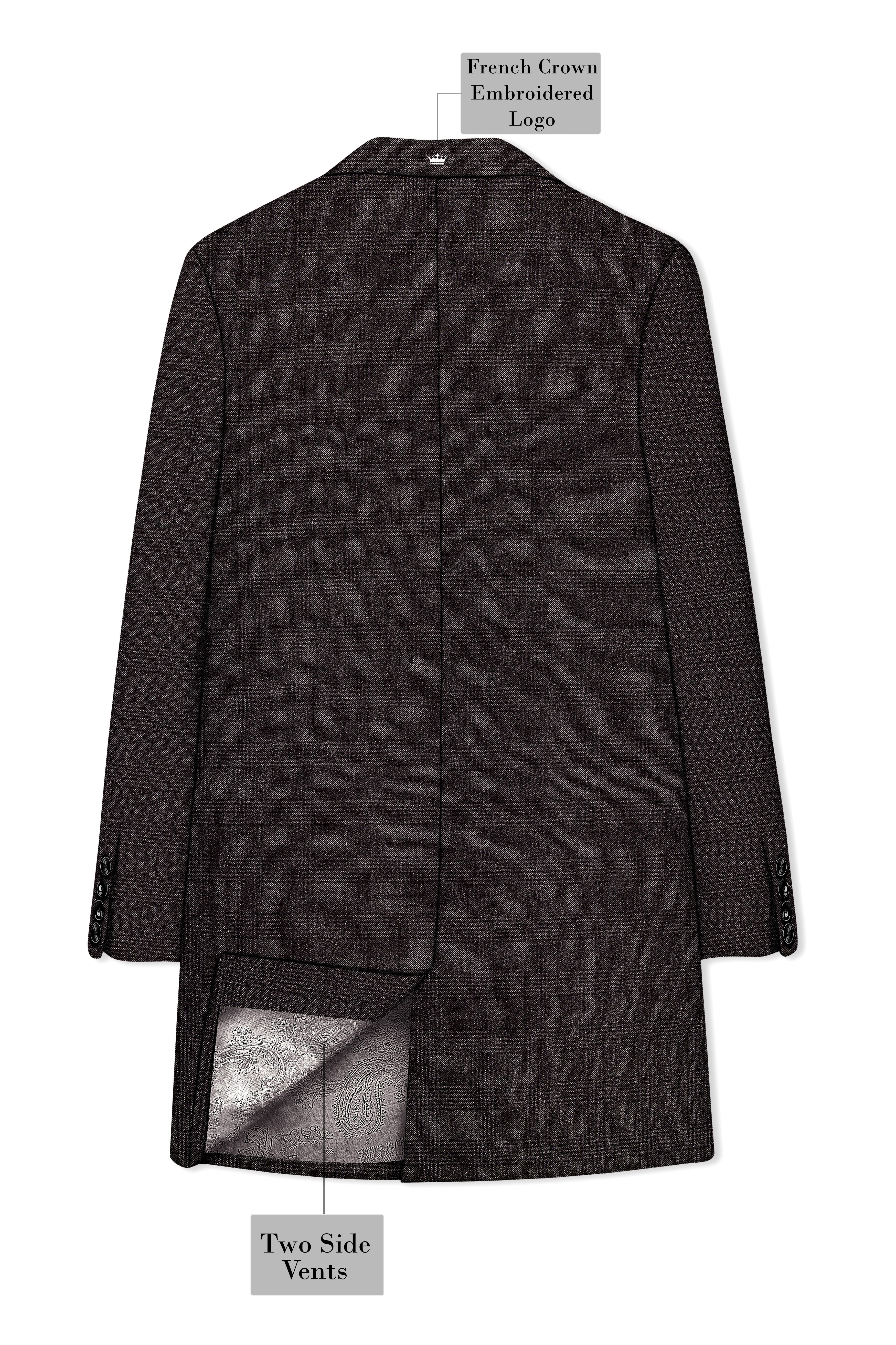 Bruno-Chicago Brown Wales Plaid Tweed Single Breasted Overcoat