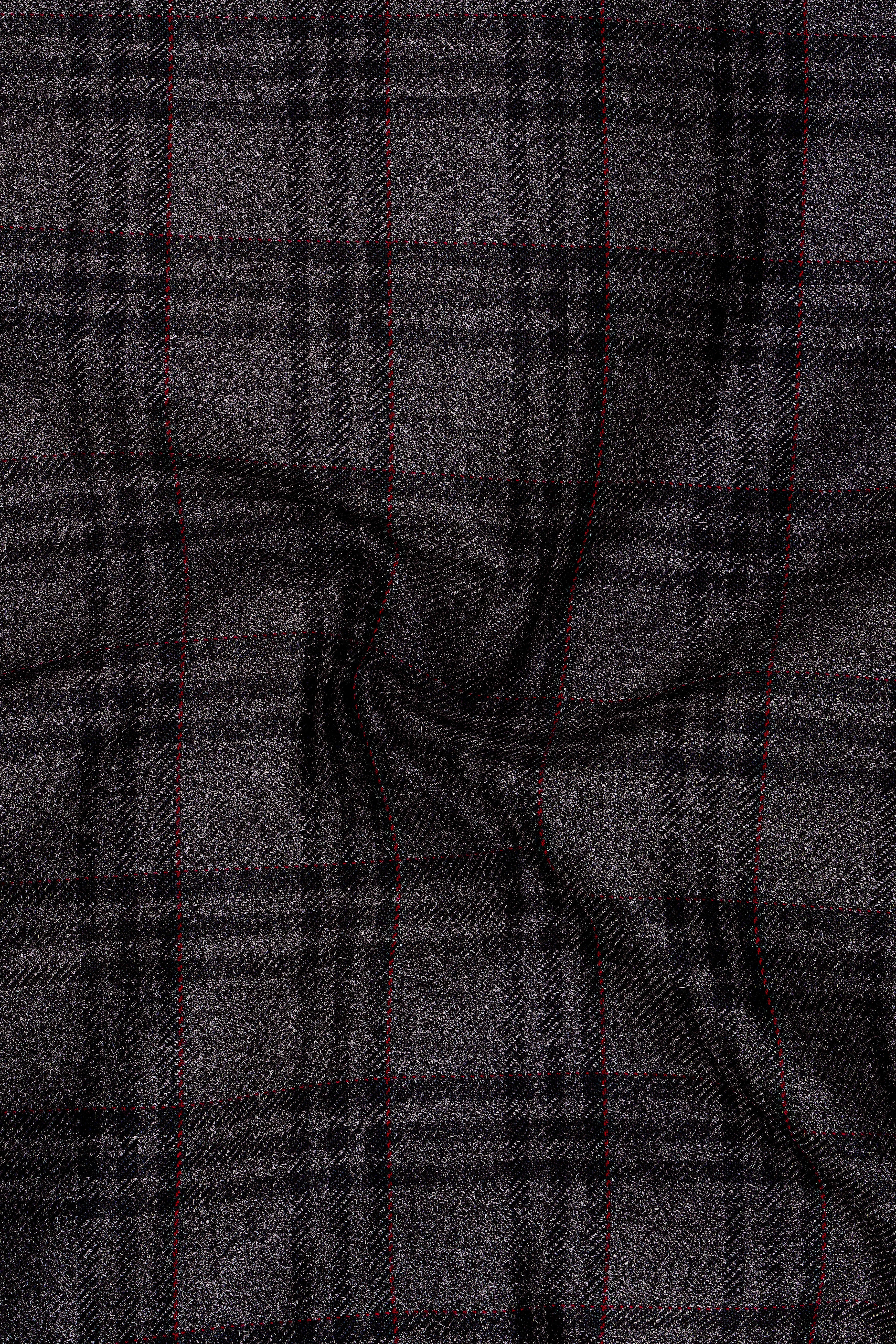 Velours-Ship Gray Plaid Tweed Single Breasted Overcoat