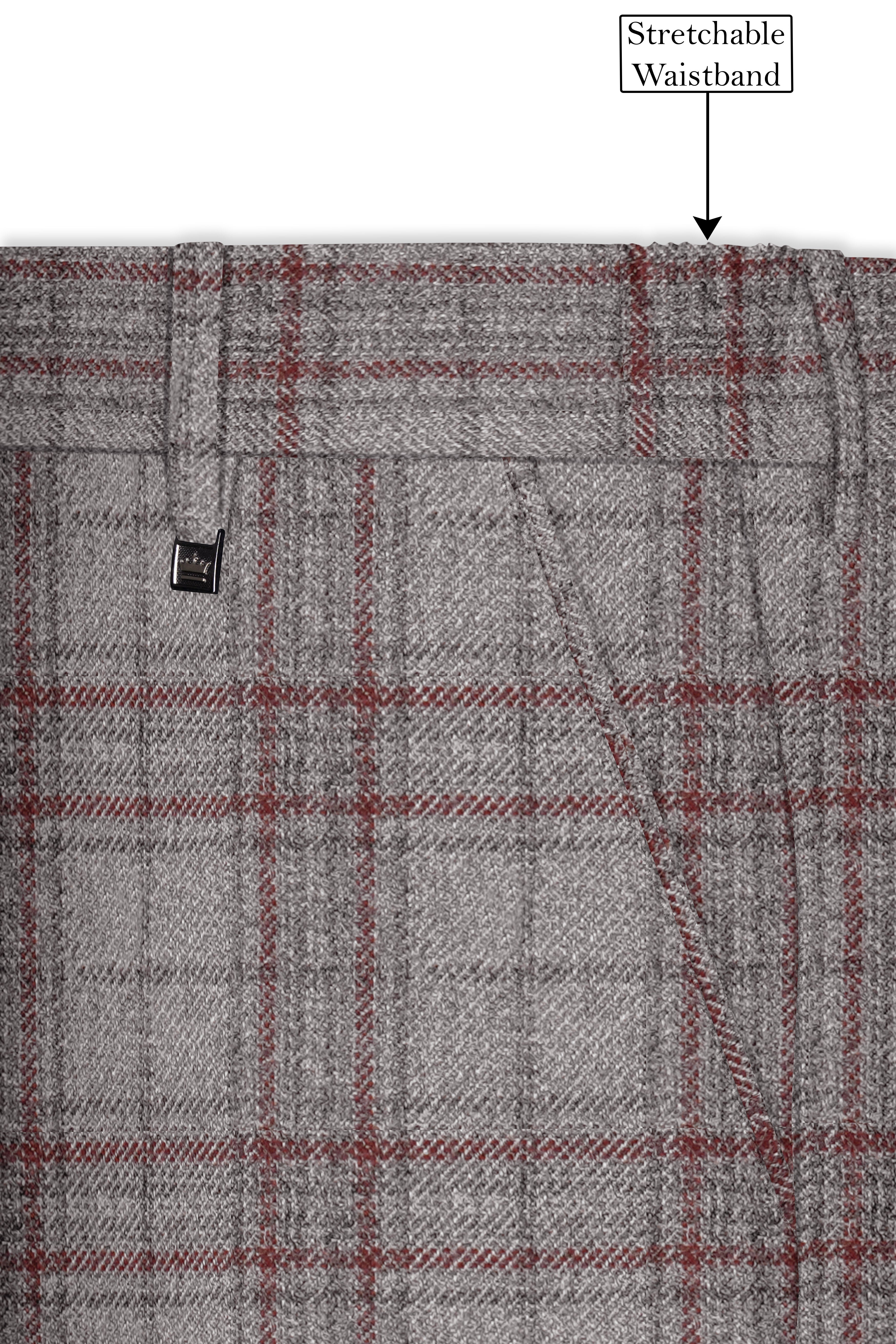 Fogwin-Warm Gray Plaid Wool Rich Single Breasted Trench Coat With Pant