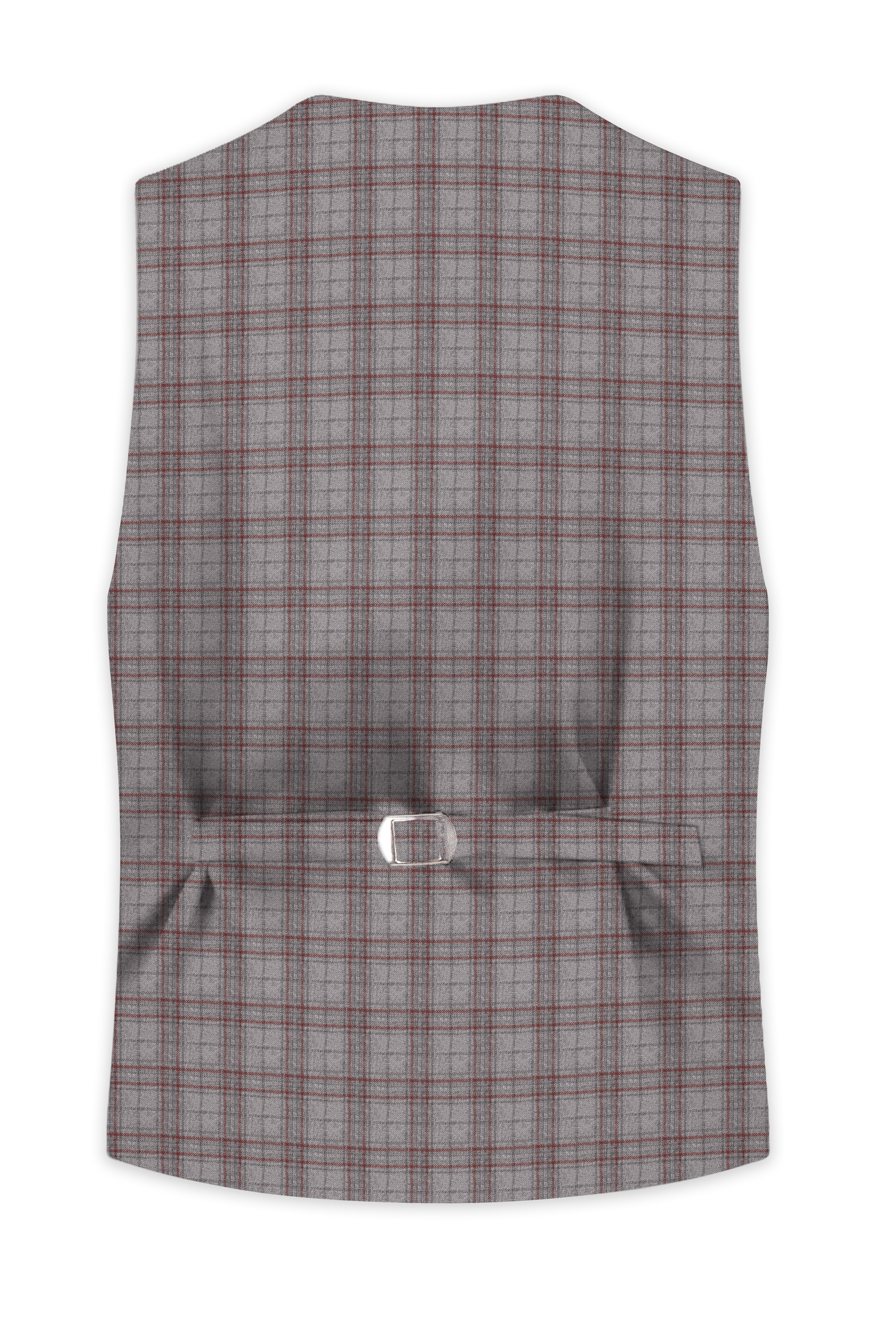 Fogwin-Warm Gray Plaid Wool Rich Single Breasted Trench Coat With Pant
