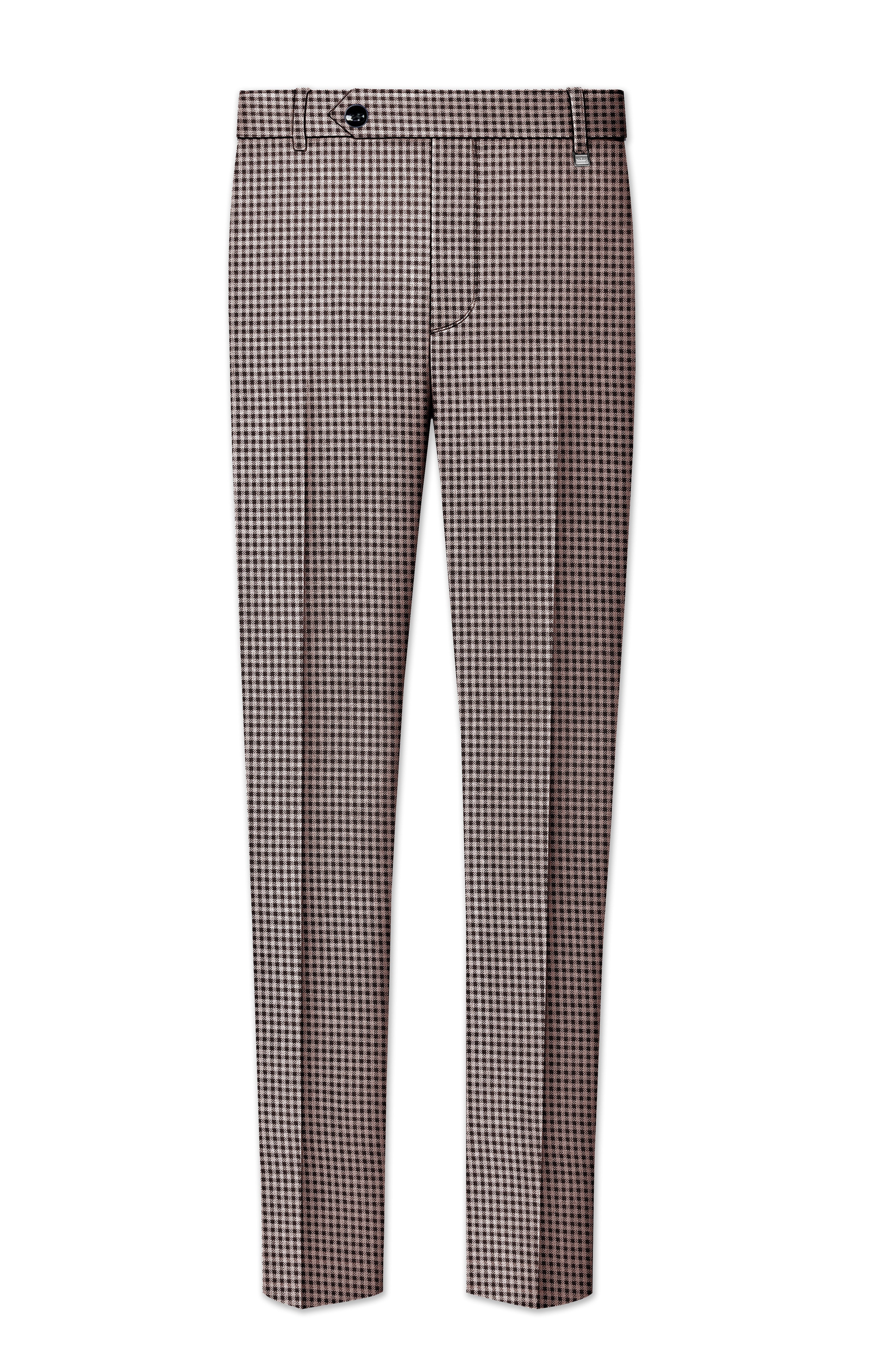 Imperium-Emperor Brown And Swiss Cream Gingham Plaid Tweed Single Breasted Trench Coat With Pant