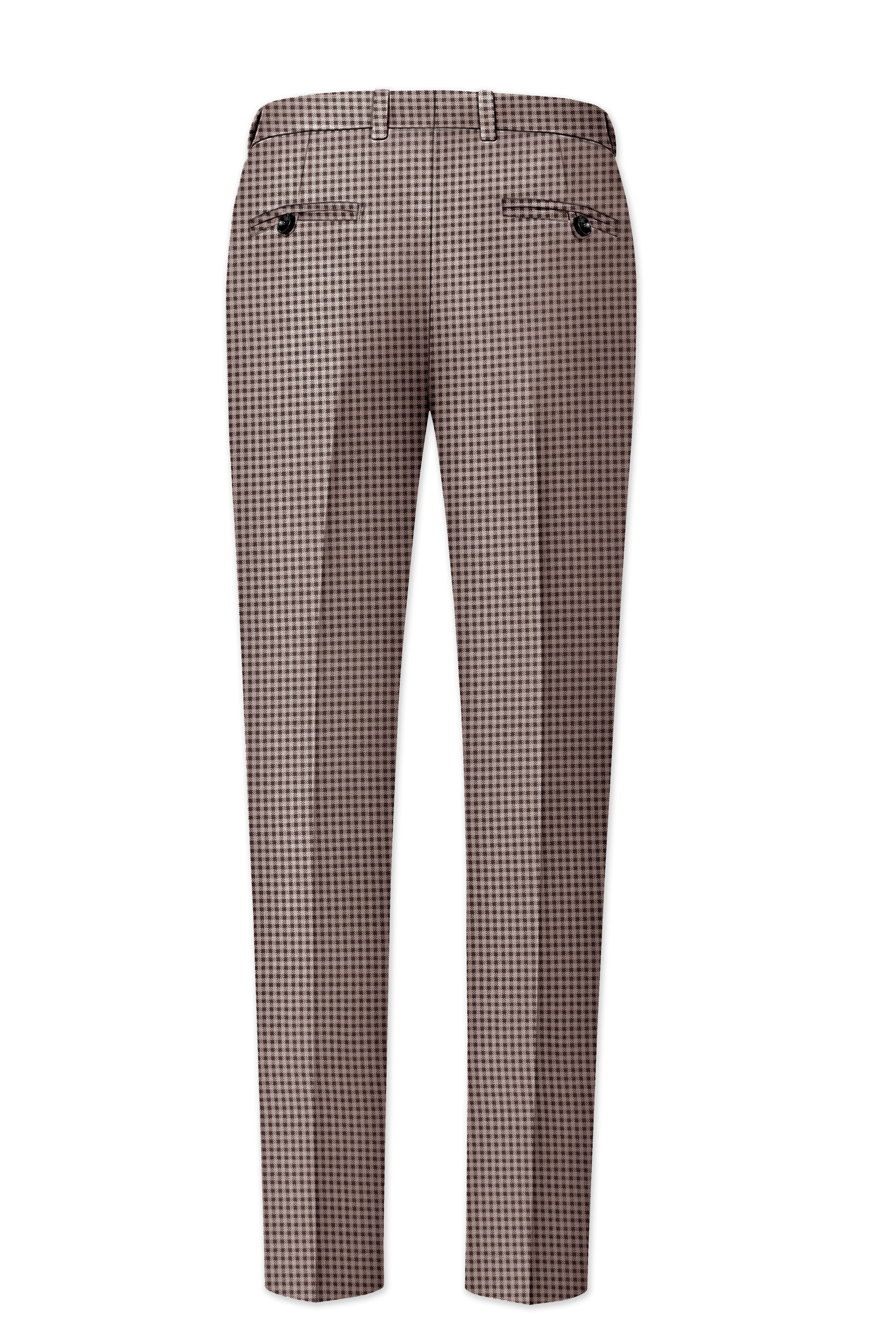 Imperium-Emperor Brown And Swiss Cream Gingham Plaid Tweed Single Breasted Trench Coat With Pant