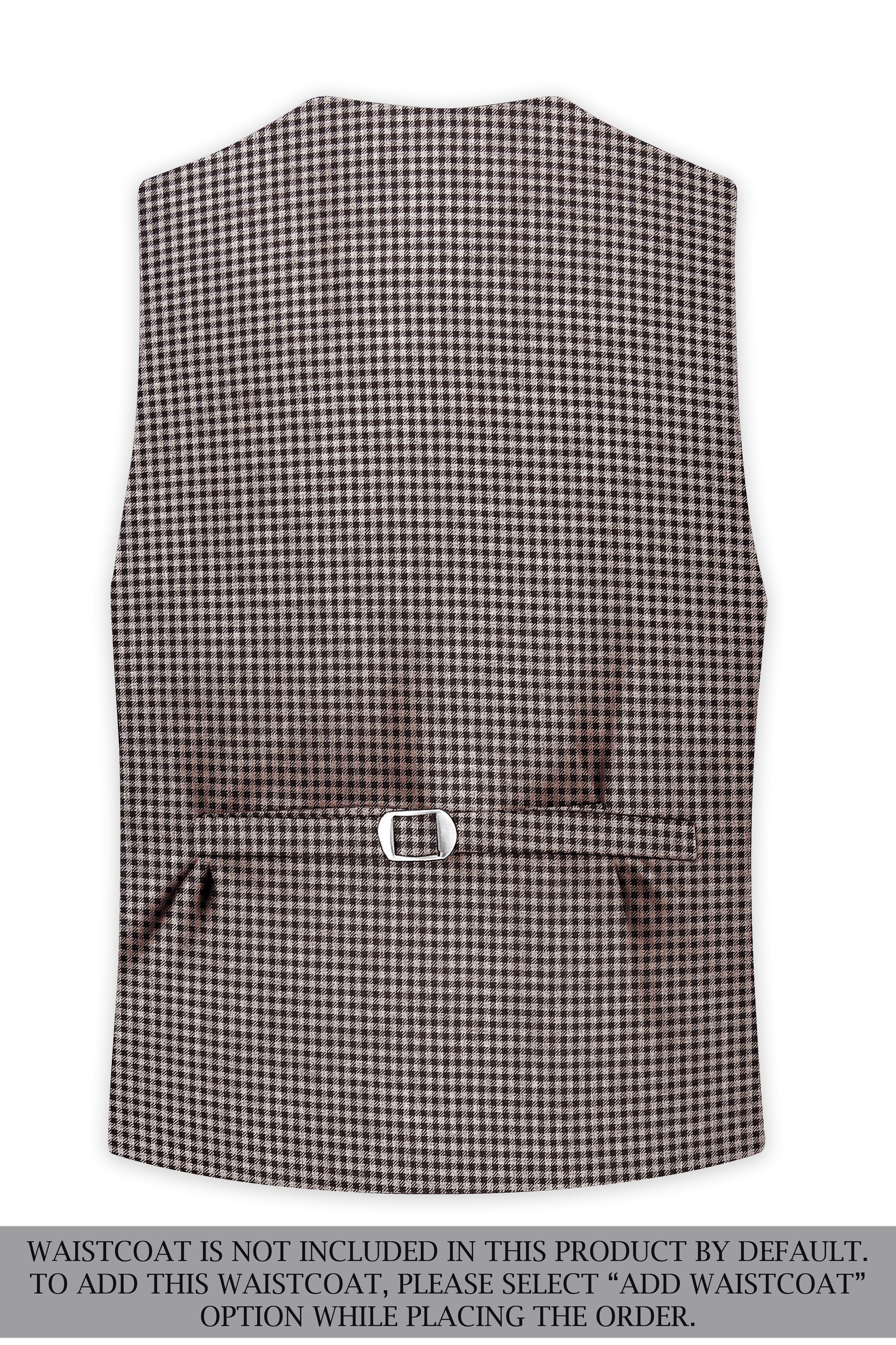 Imperium-Emperor Brown And Swiss Cream Gingham Plaid Tweed Single Breasted Trench Coat With Pant