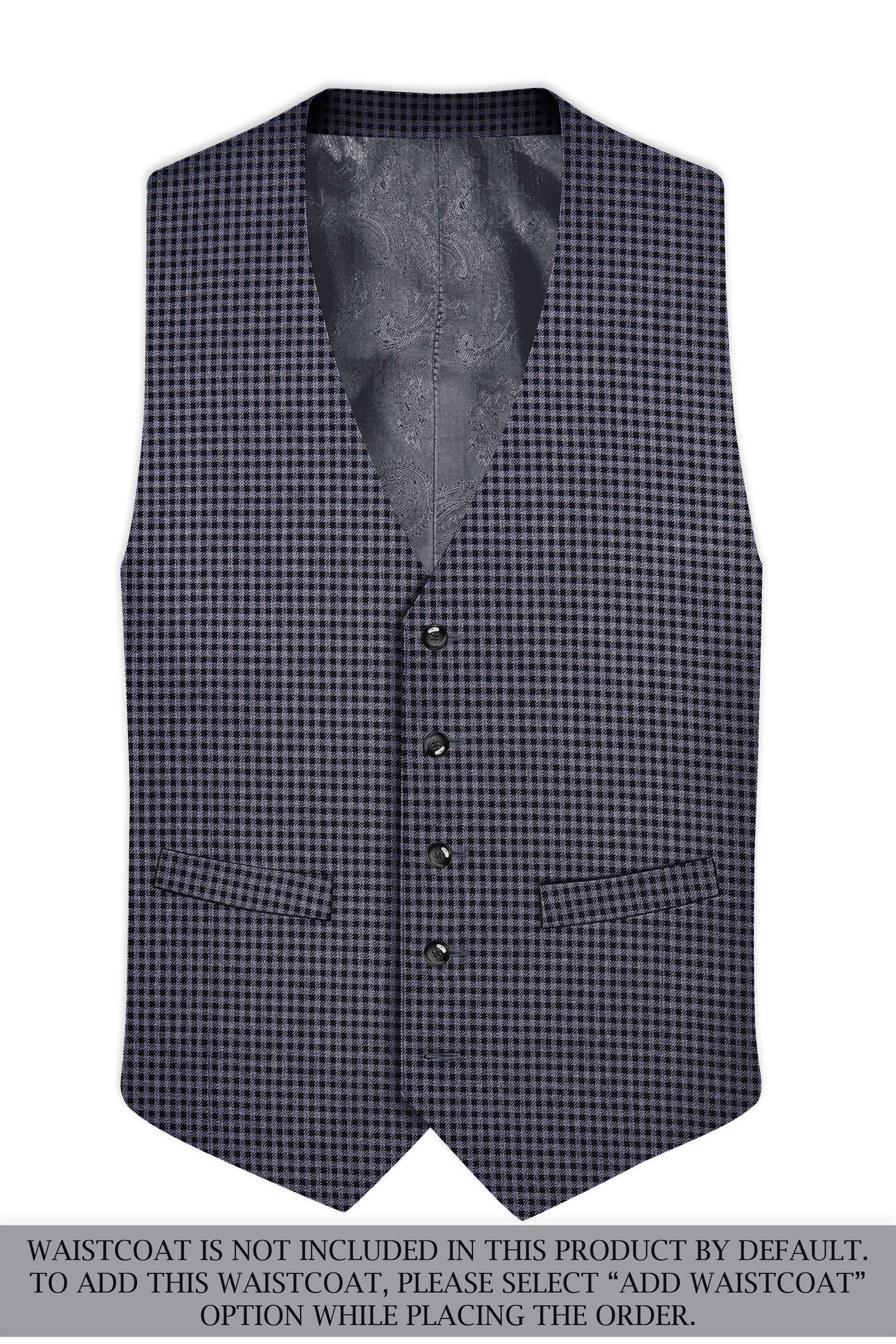 Zenith-Mirage Blue And venus Gray Gingham Plaid Tweed Single Breasted Trench Coat With Pant
