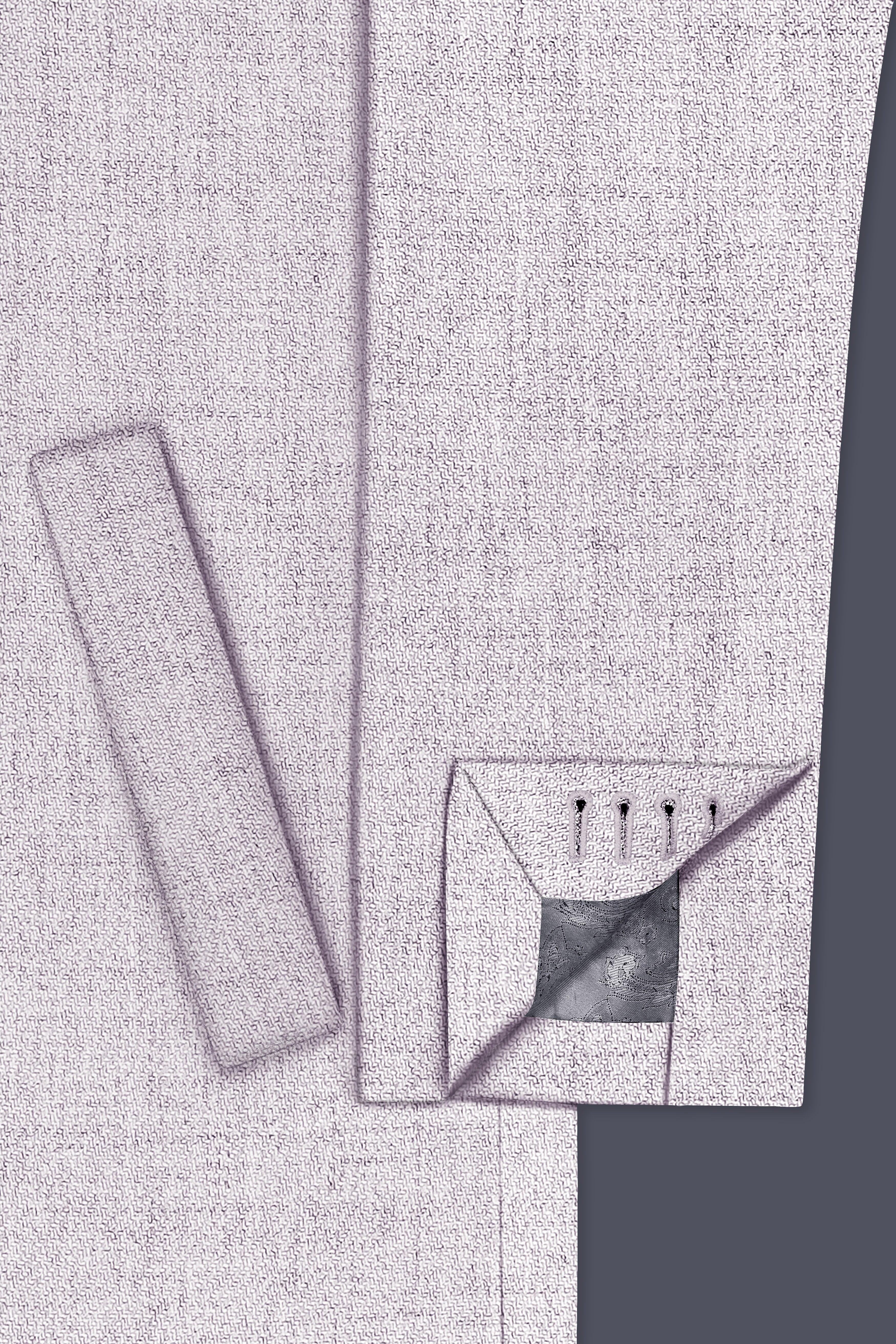 Glacier-Lilac Gray Textured Tweed Single Breasted Trench Coat With Pant