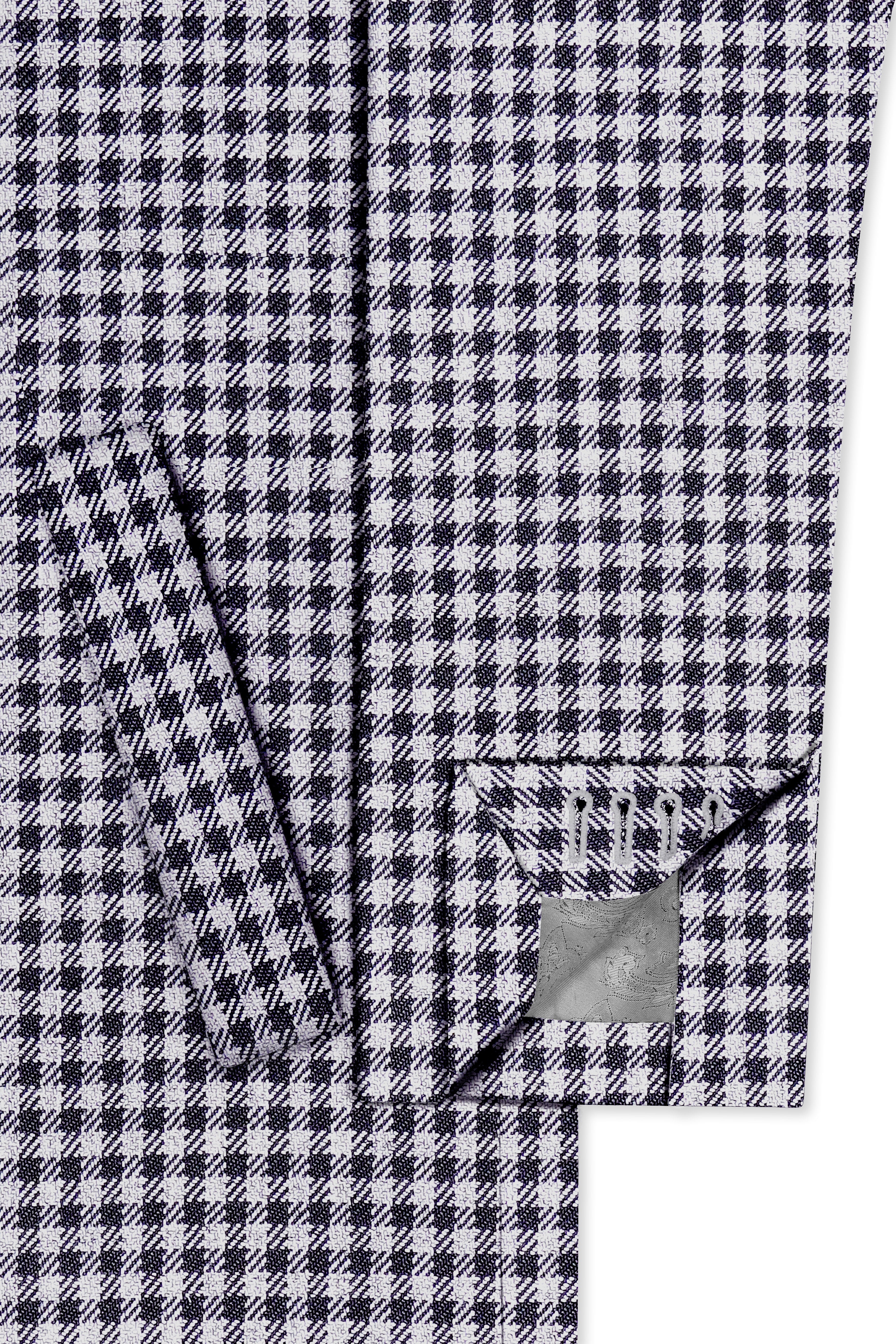 Graphite-Metallic Gray And Tuatara Gingham Plaid Tweed Single Breasted Trench Coat With Pant