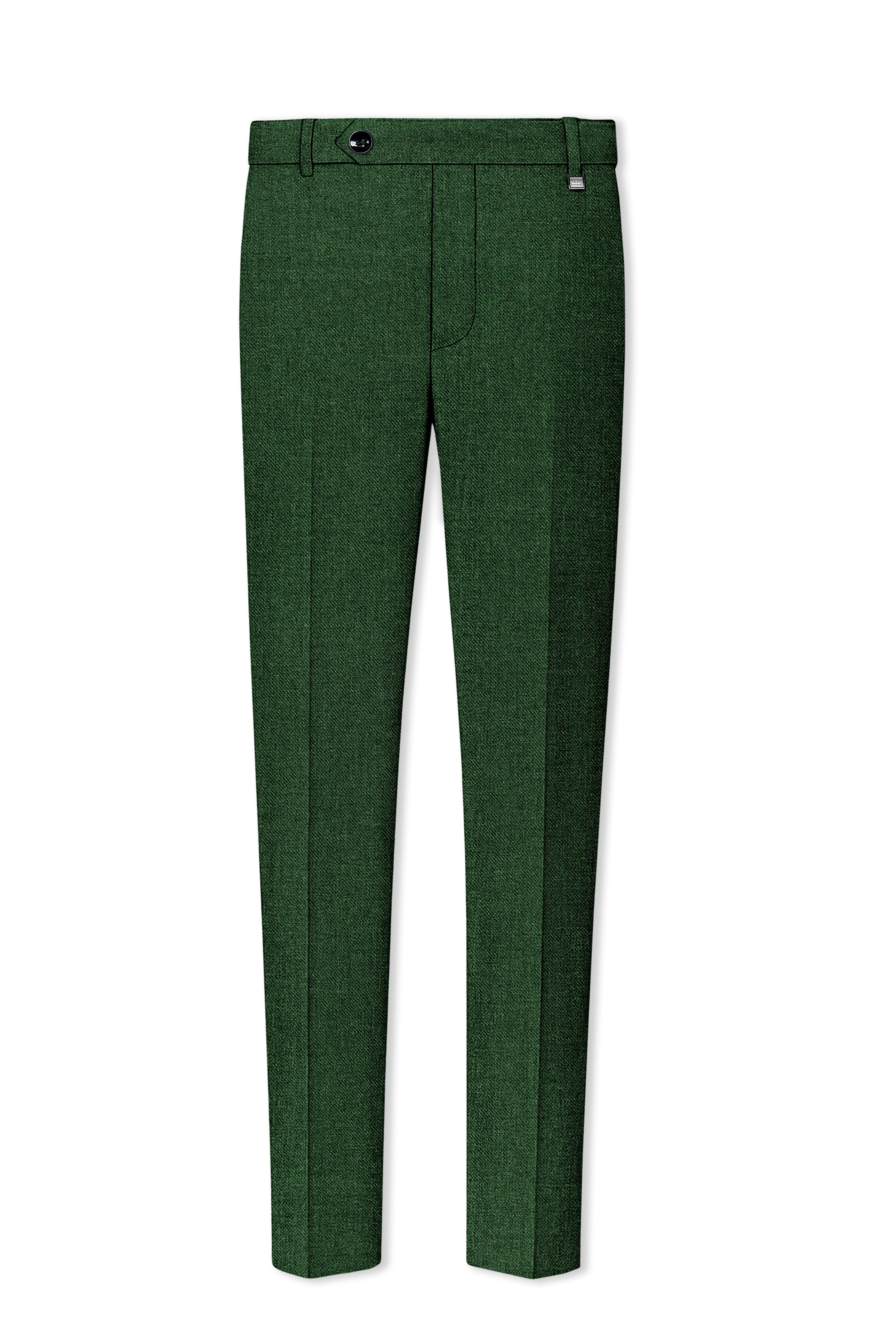 Virenza-Mystle Green Textured Tweed Single Breasted Overcoat With Pant