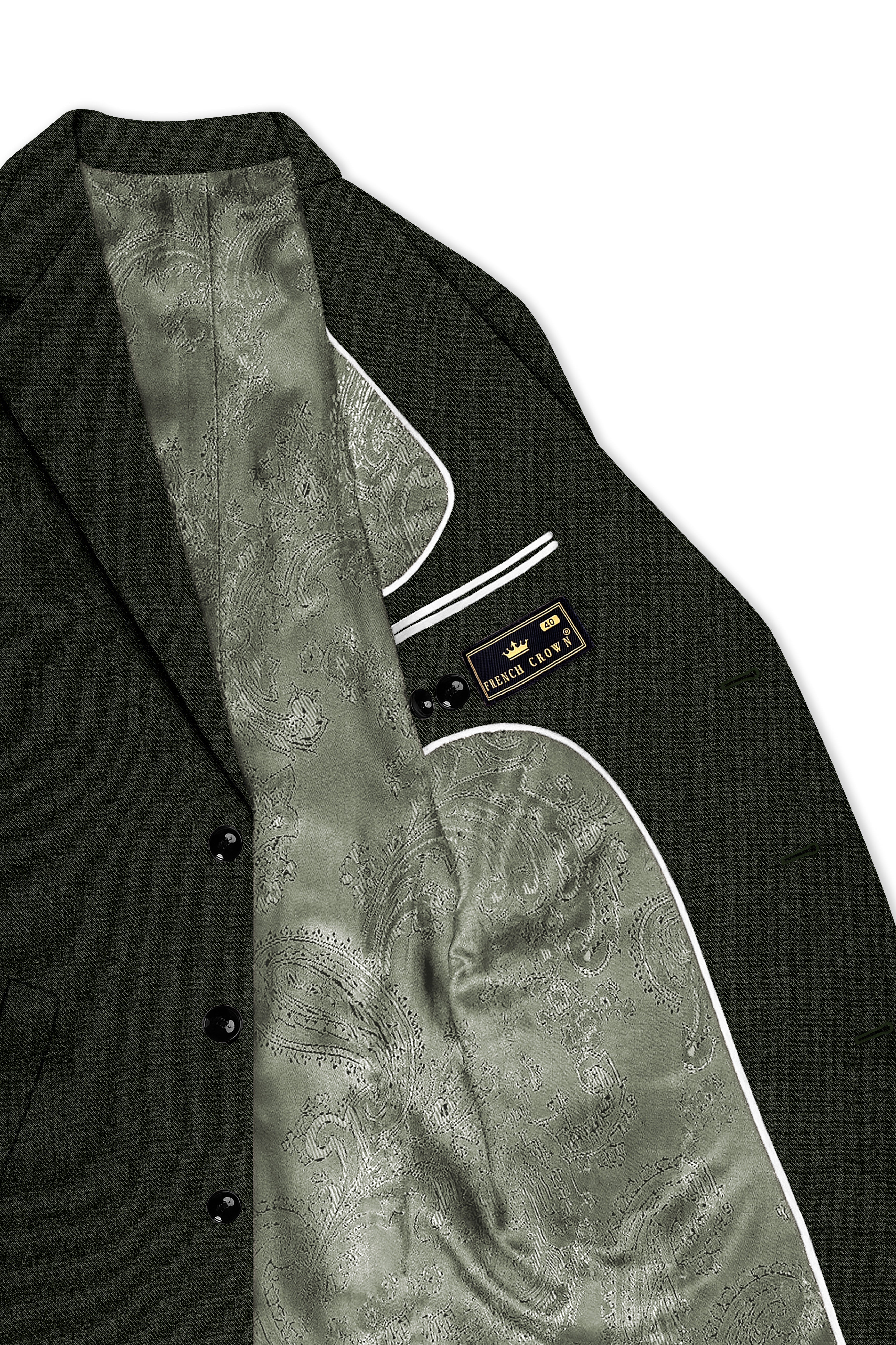 Virenza-Rangoon Green Textured Tweed Single Breasted Overcoat With Pant