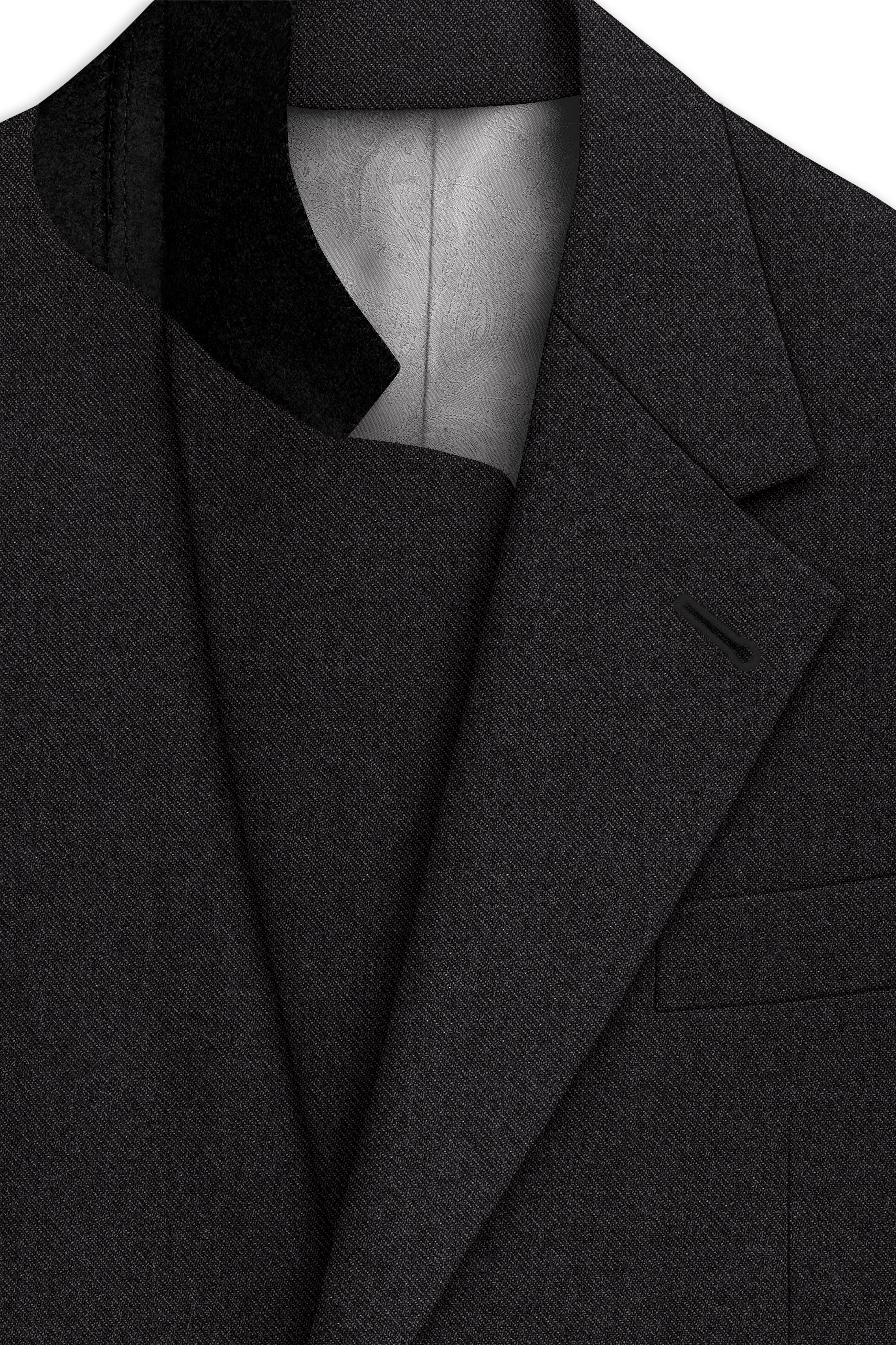 Cinerro-Mine Shaft Gray Textured Tweed Single Breasted Overcoat With Pant