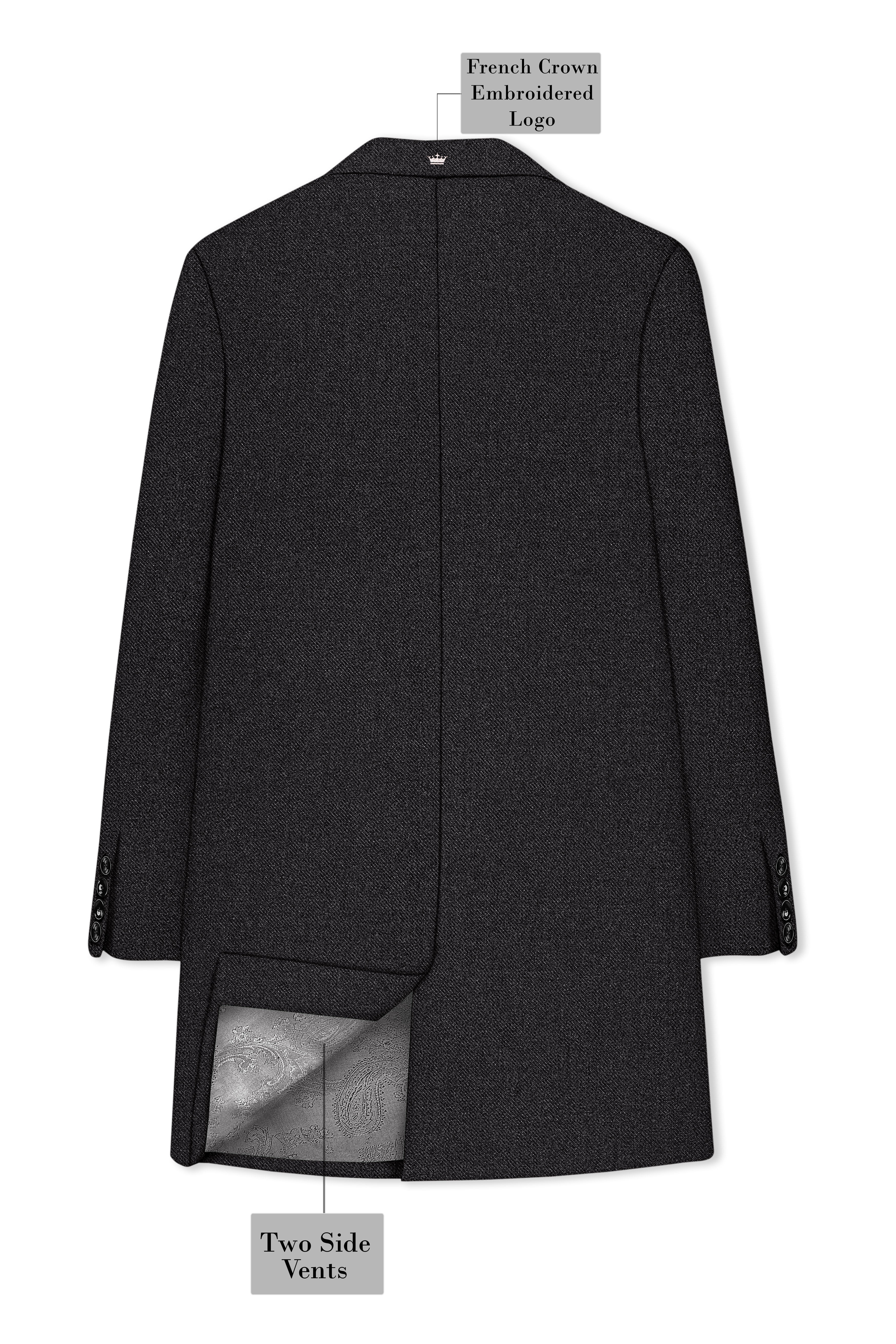 Cinerro-Mine Shaft Gray Textured Tweed Single Breasted Overcoat With Pant