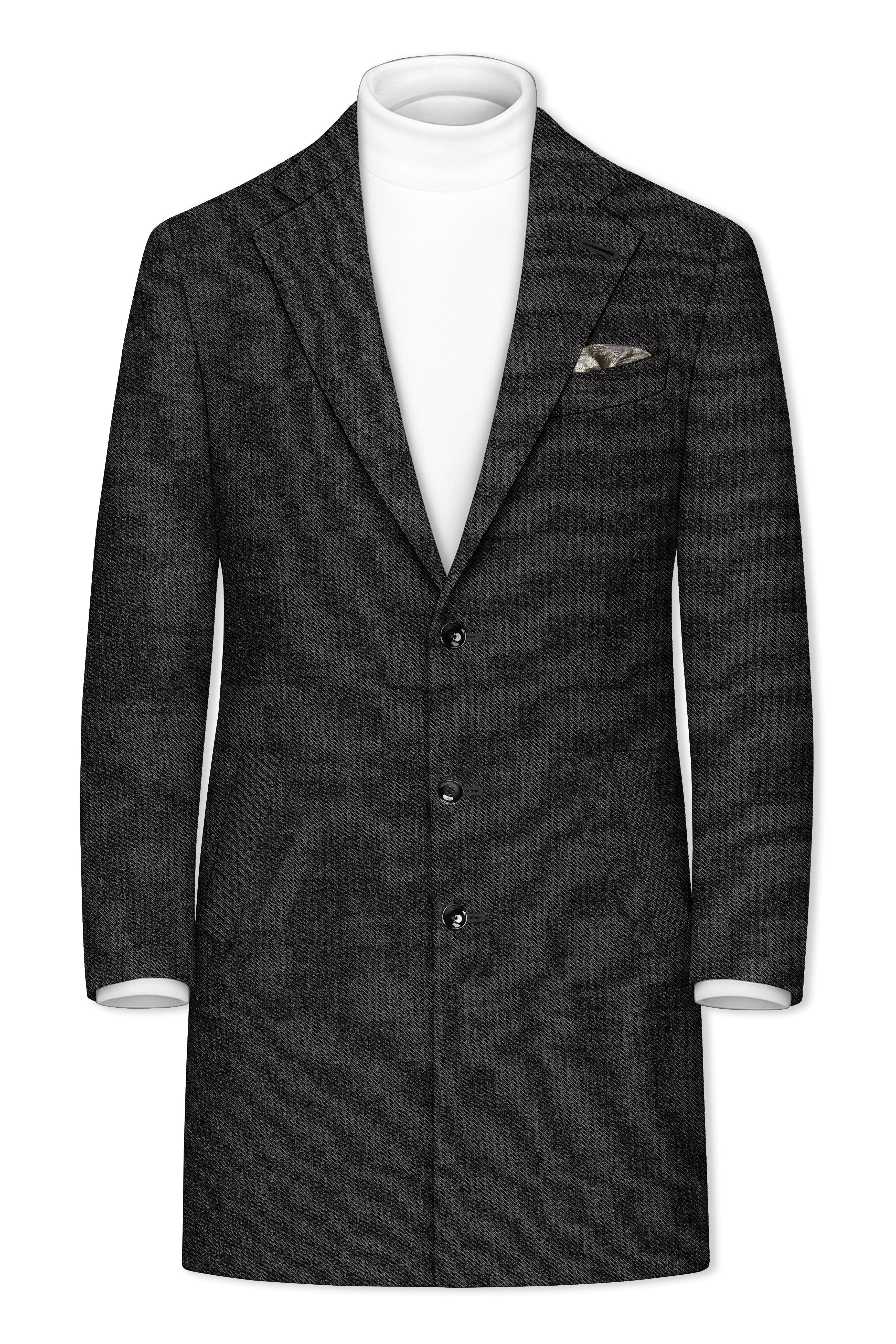 Cinerro-Mine Shaft Gray Textured Tweed Single Breasted Overcoat With Pant
