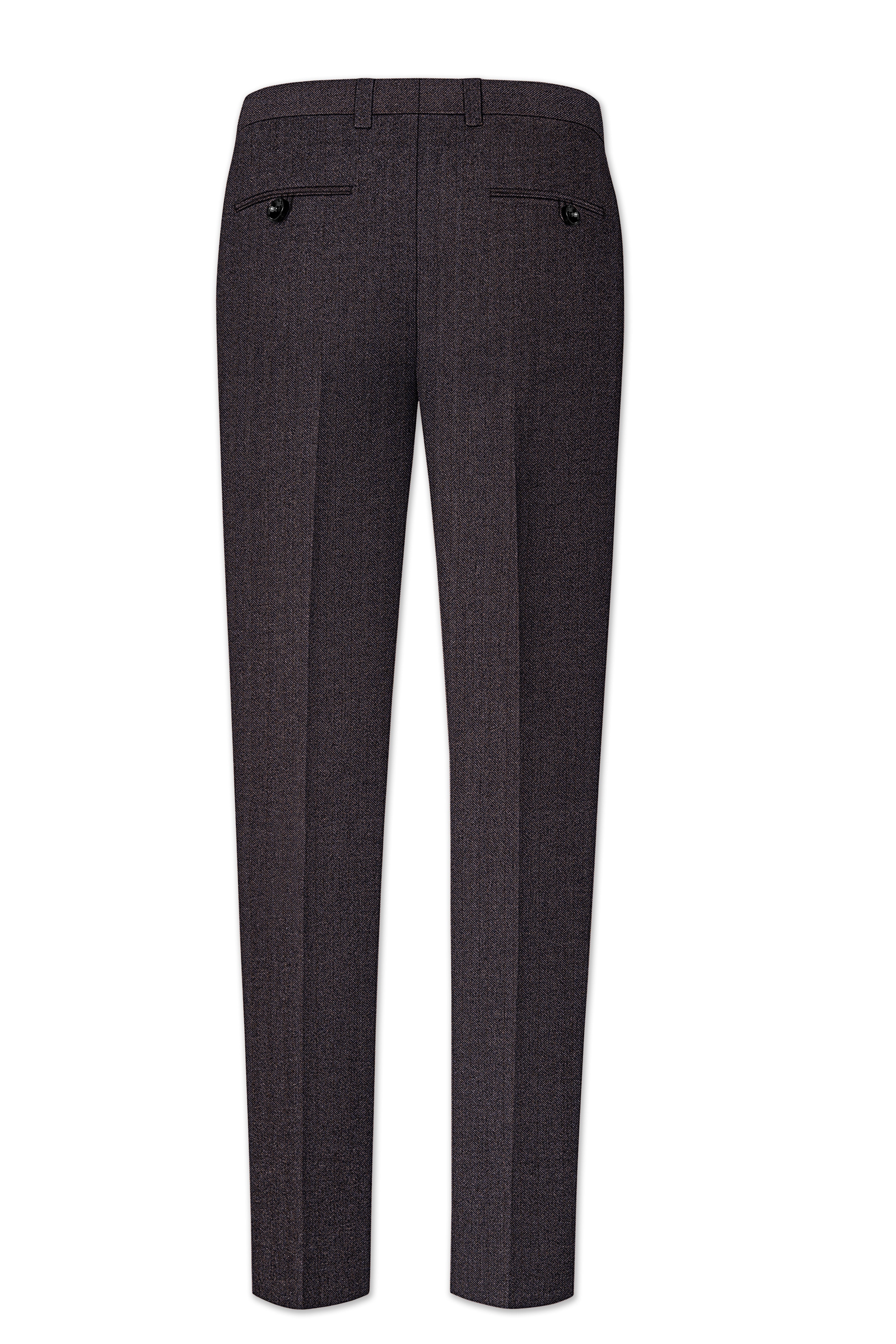 Aurezion-Zeus Brown Herringbone Textured Tweed Single Breasted Overcoat With Pant