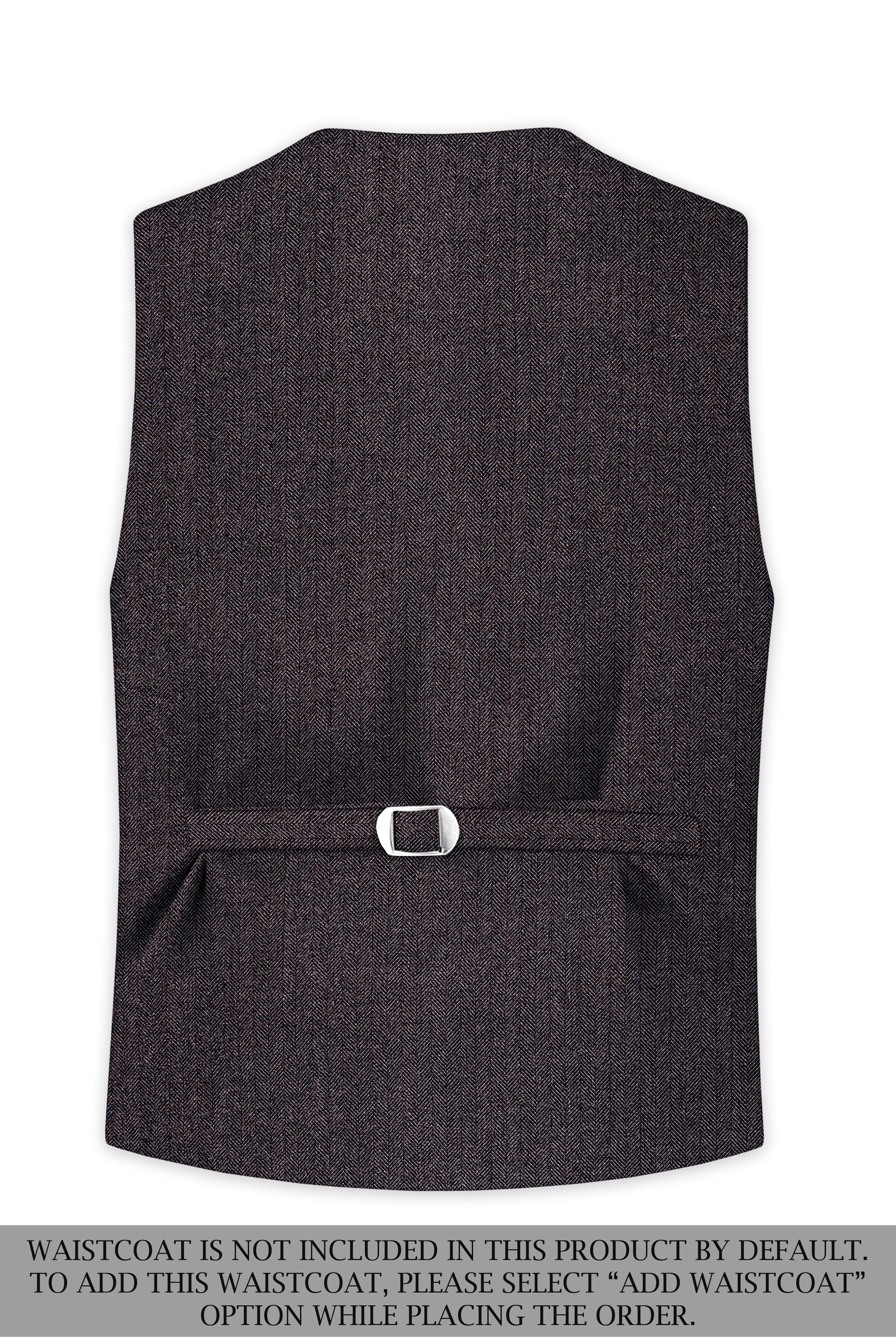 Aurezion-Zeus Brown Herringbone Textured Tweed Single Breasted Overcoat With Pant