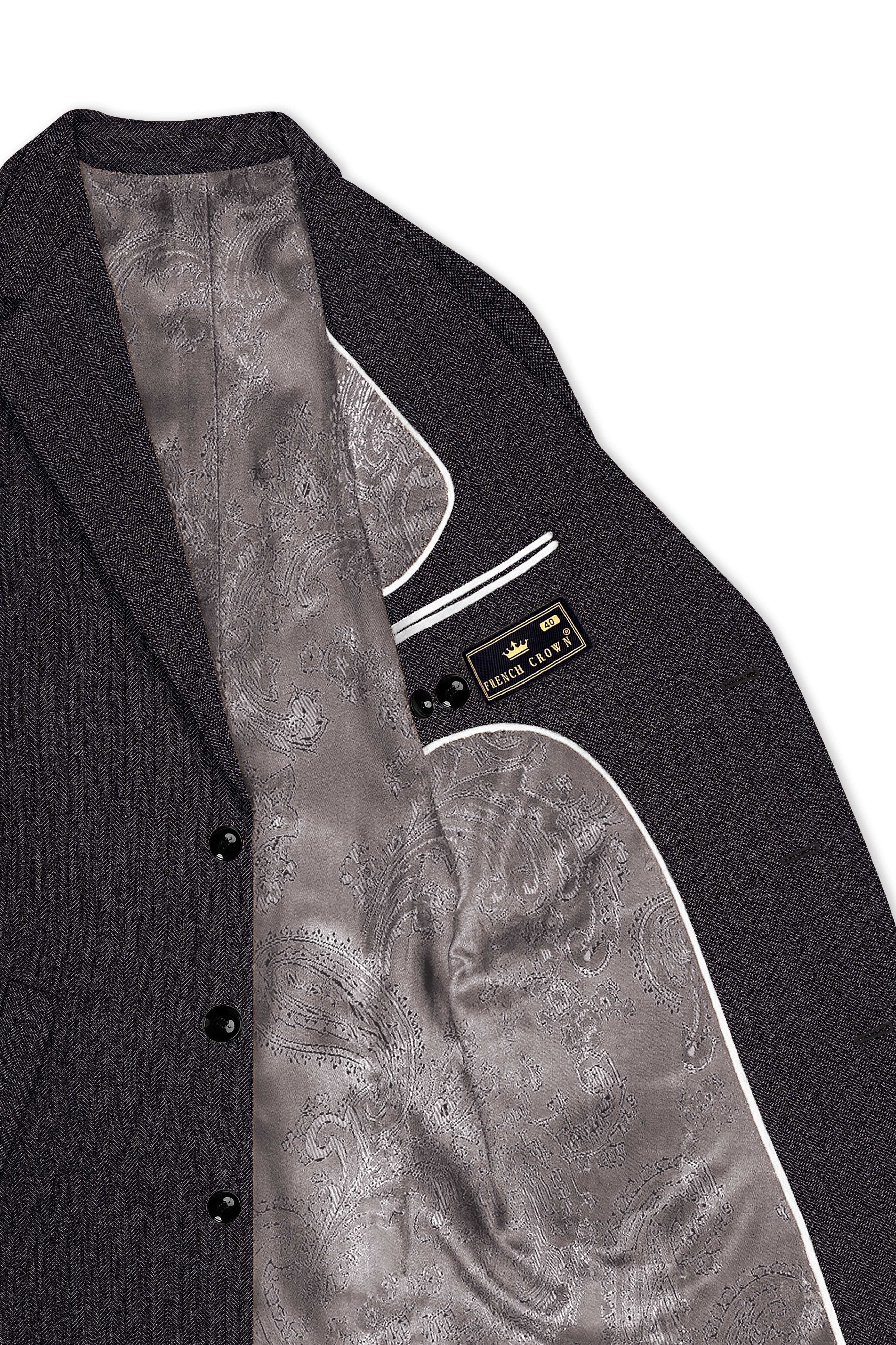 Aurezion-Zeus Brown Herringbone Textured Tweed Single Breasted Overcoat With Pant