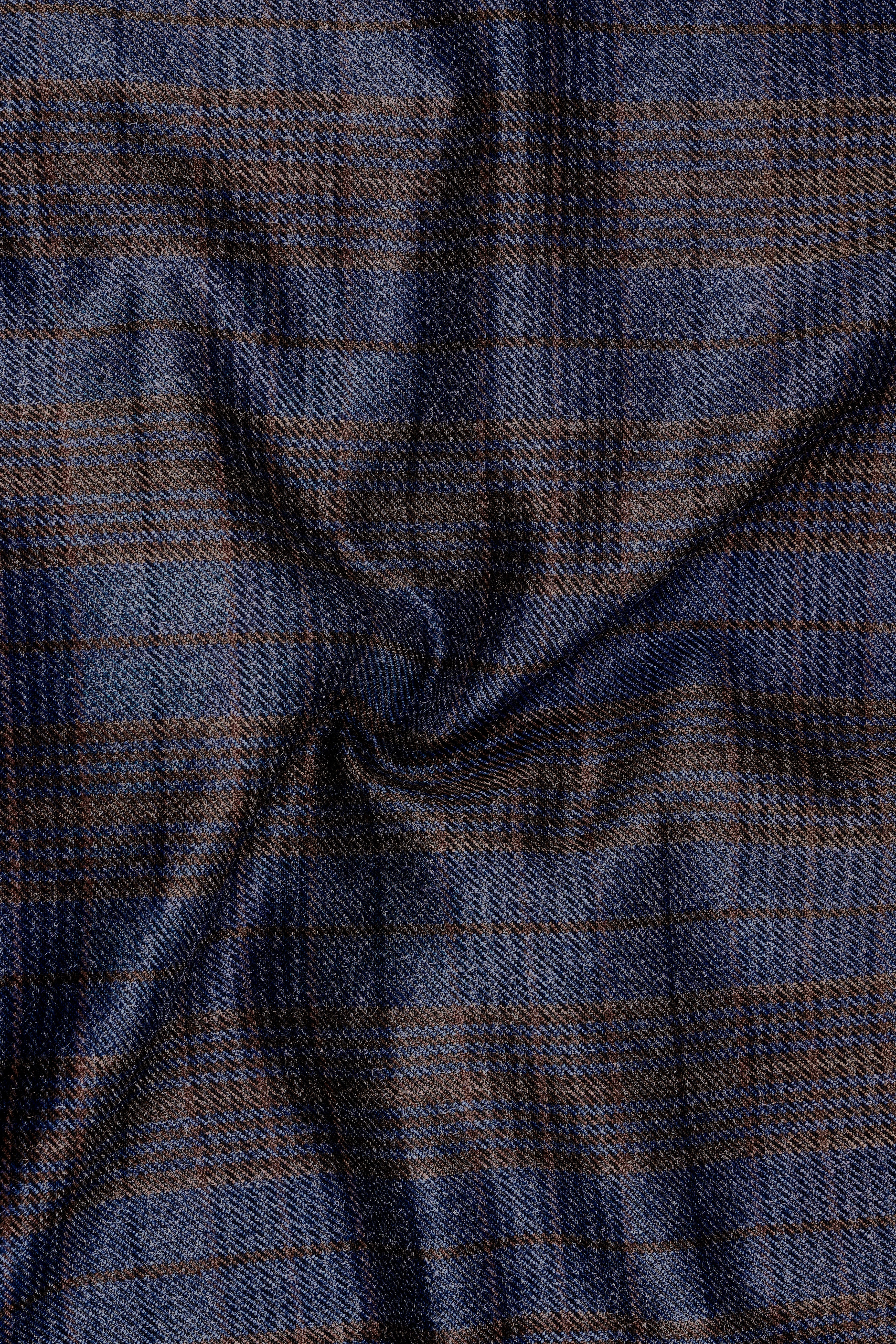 Velourish-Tealish Blue And Tuatara Gray Glen Plaid Tweed Single Breasted Overcoat With Pant