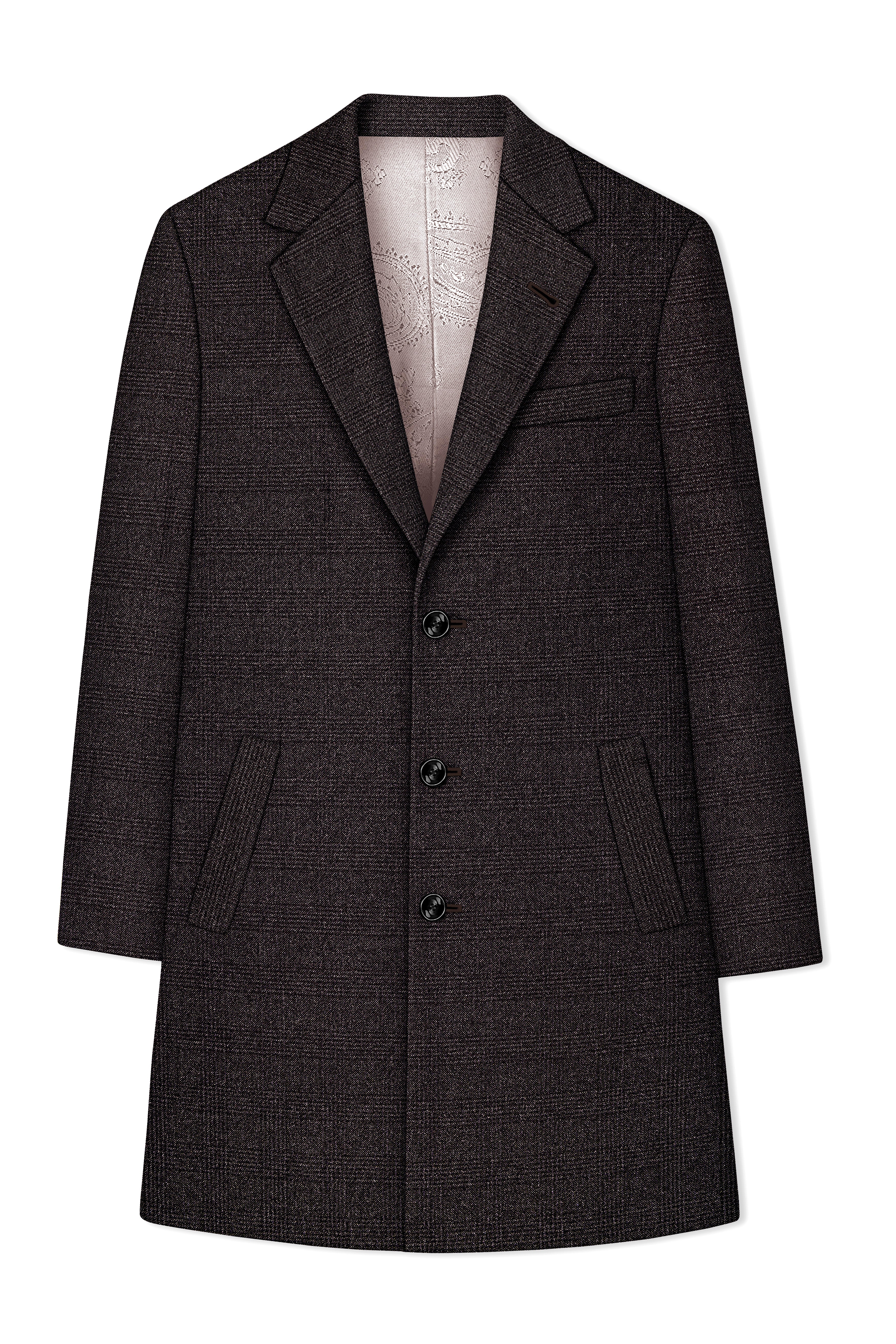 Bruno-Chicago Brown Wales Plaid Tweed Single Breasted Overcoat With Pant