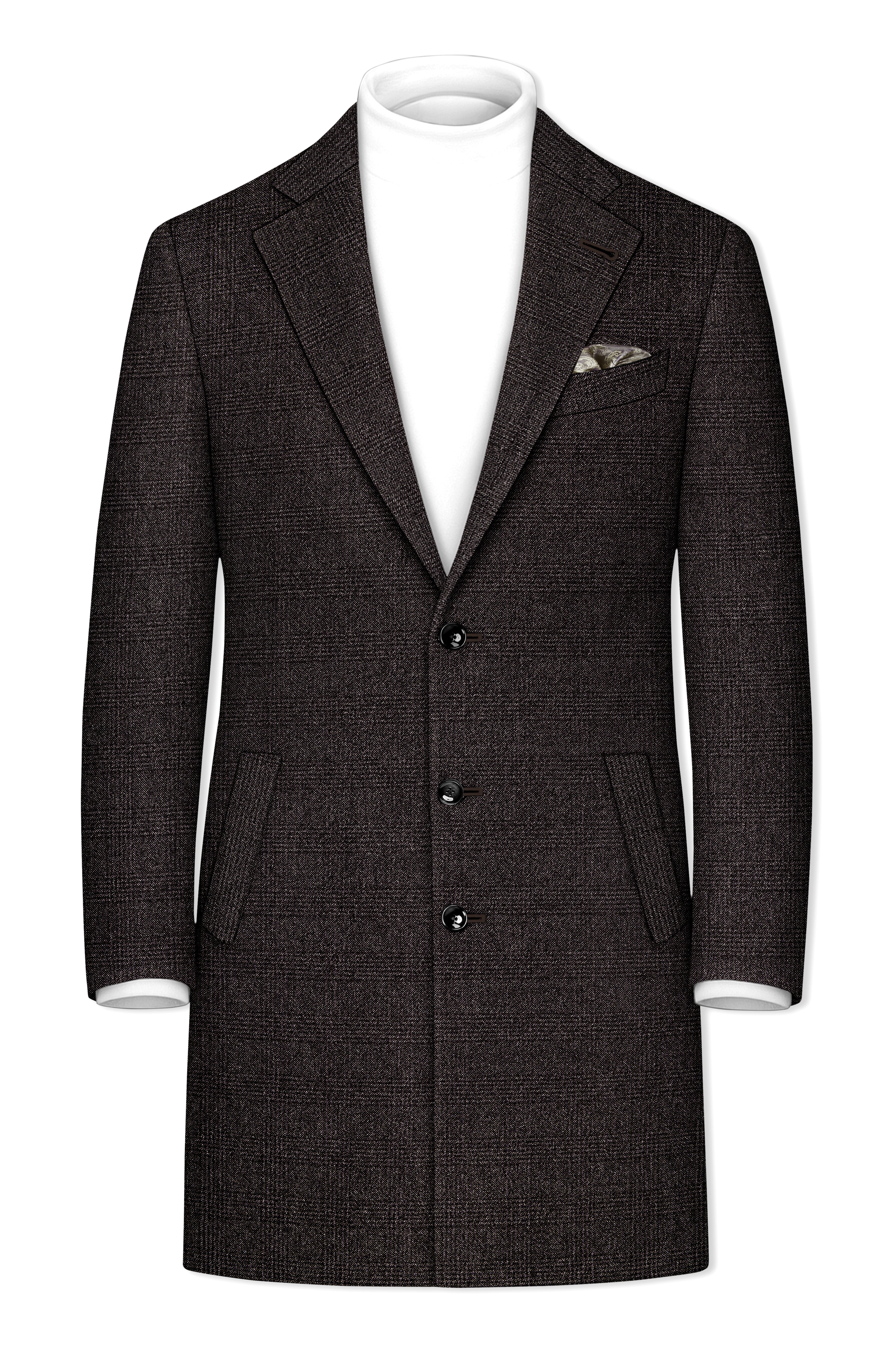 Bruno-Chicago Brown Wales Plaid Tweed Single Breasted Overcoat With Pant