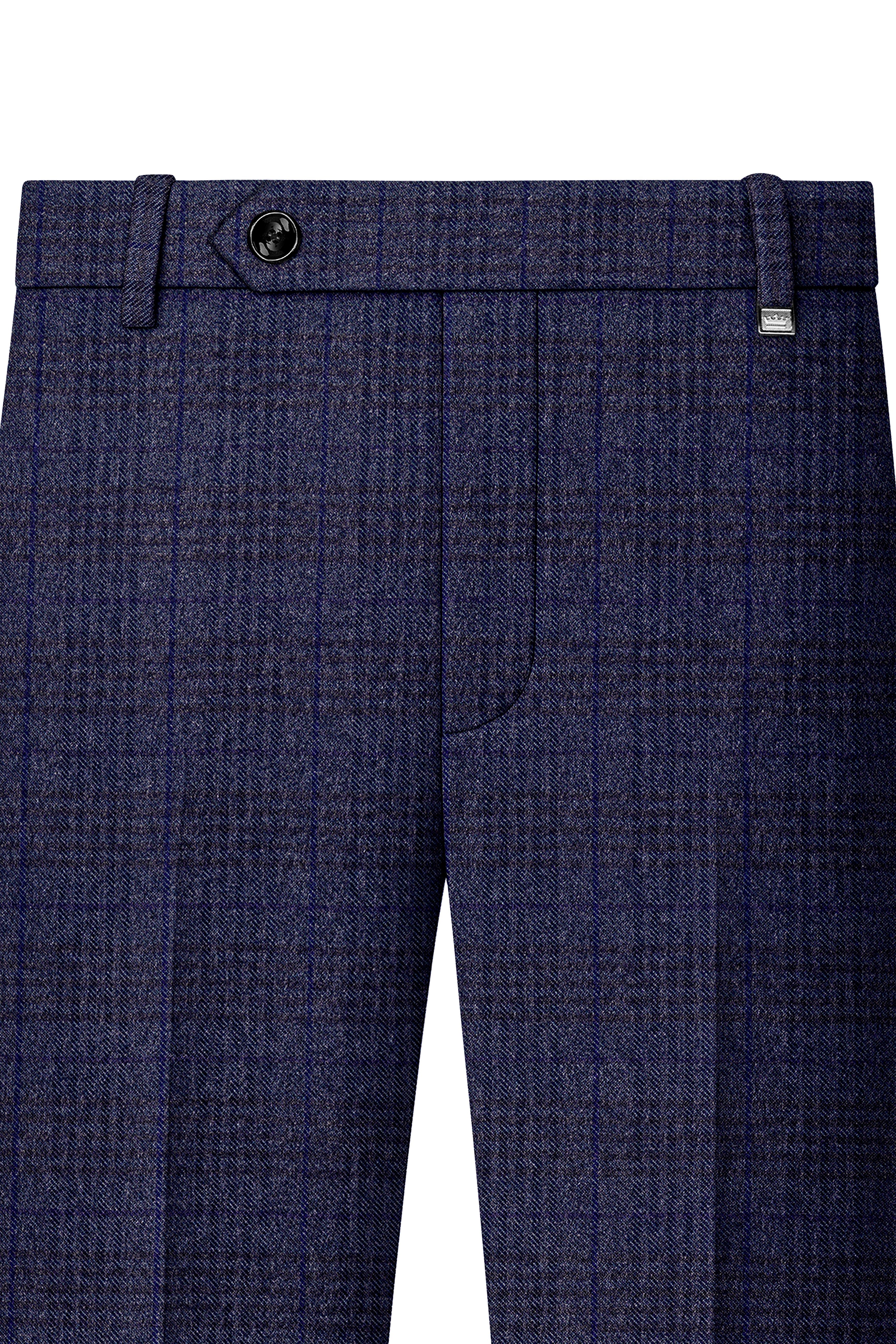 Horizon-Martinique Blue windowpane Tweed Single Breasted Overcoat With Pant