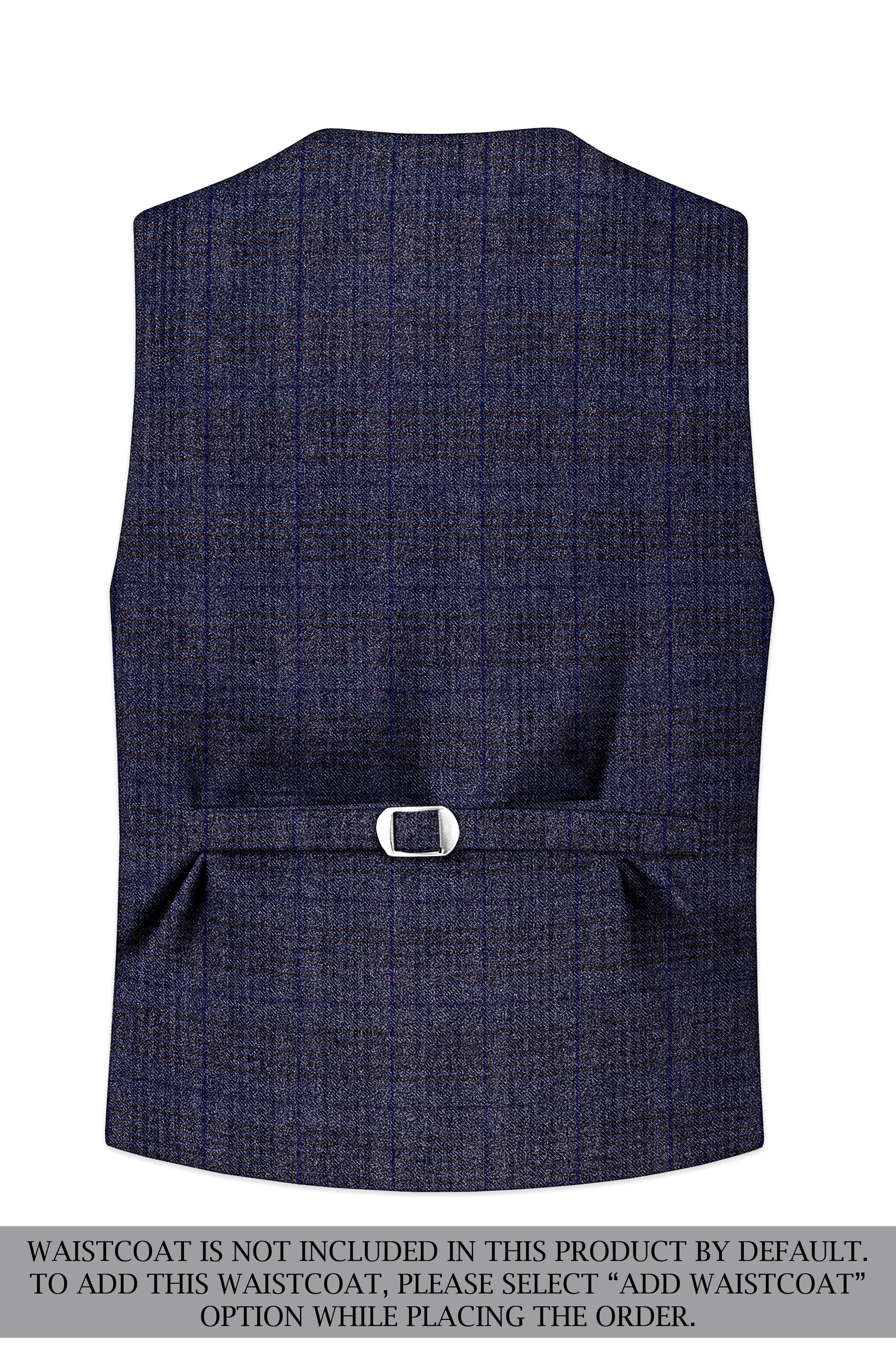 Horizon-Martinique Blue windowpane Tweed Single Breasted Overcoat With Pant