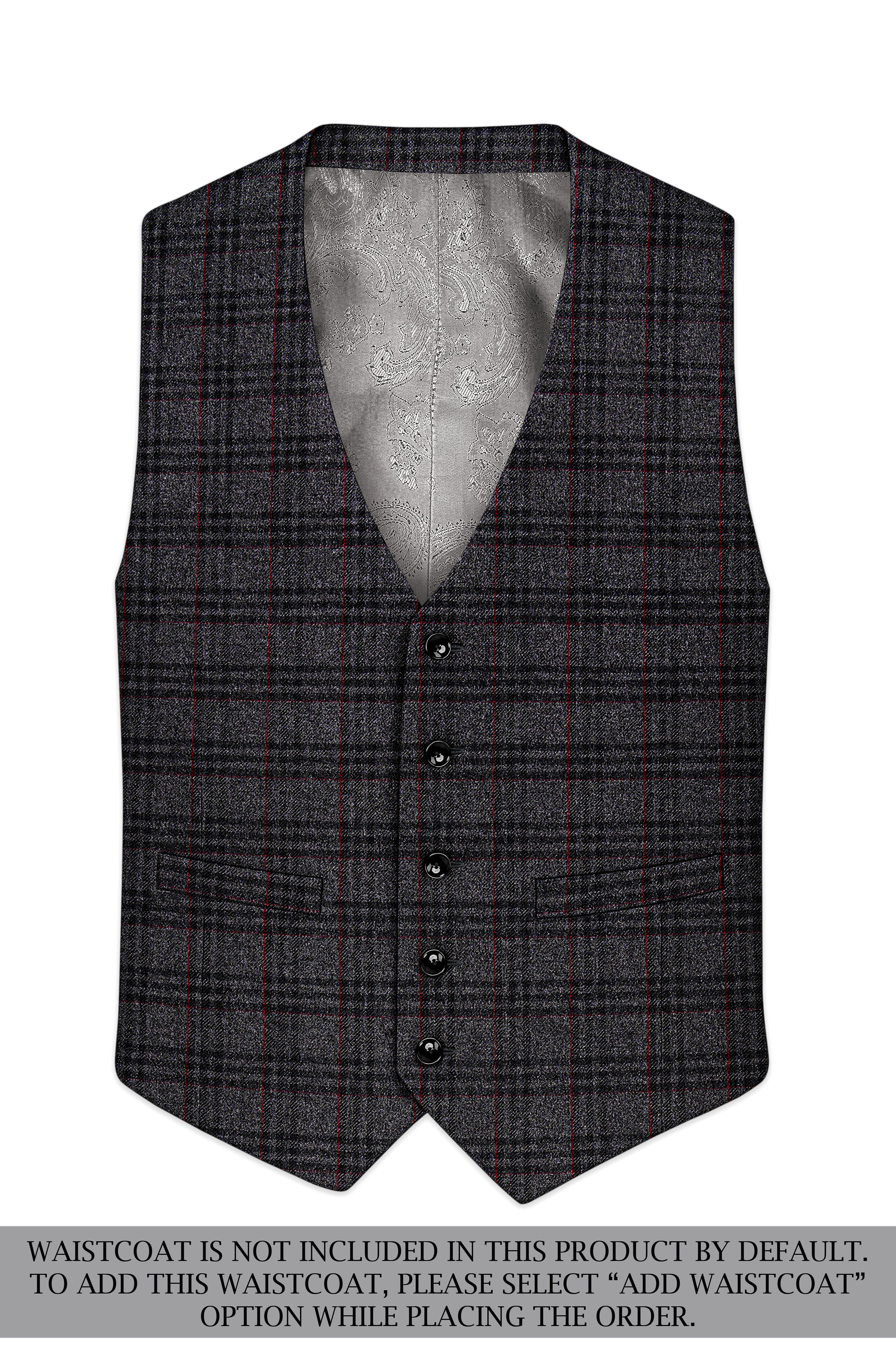 Velours-Ship Gray Plaid Tweed Single Breasted Overcoat With Pant